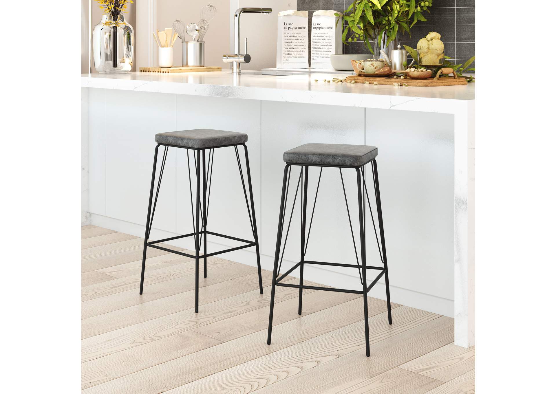 Samuel Barstool (Set Of 2) Vintage Black,Zuo