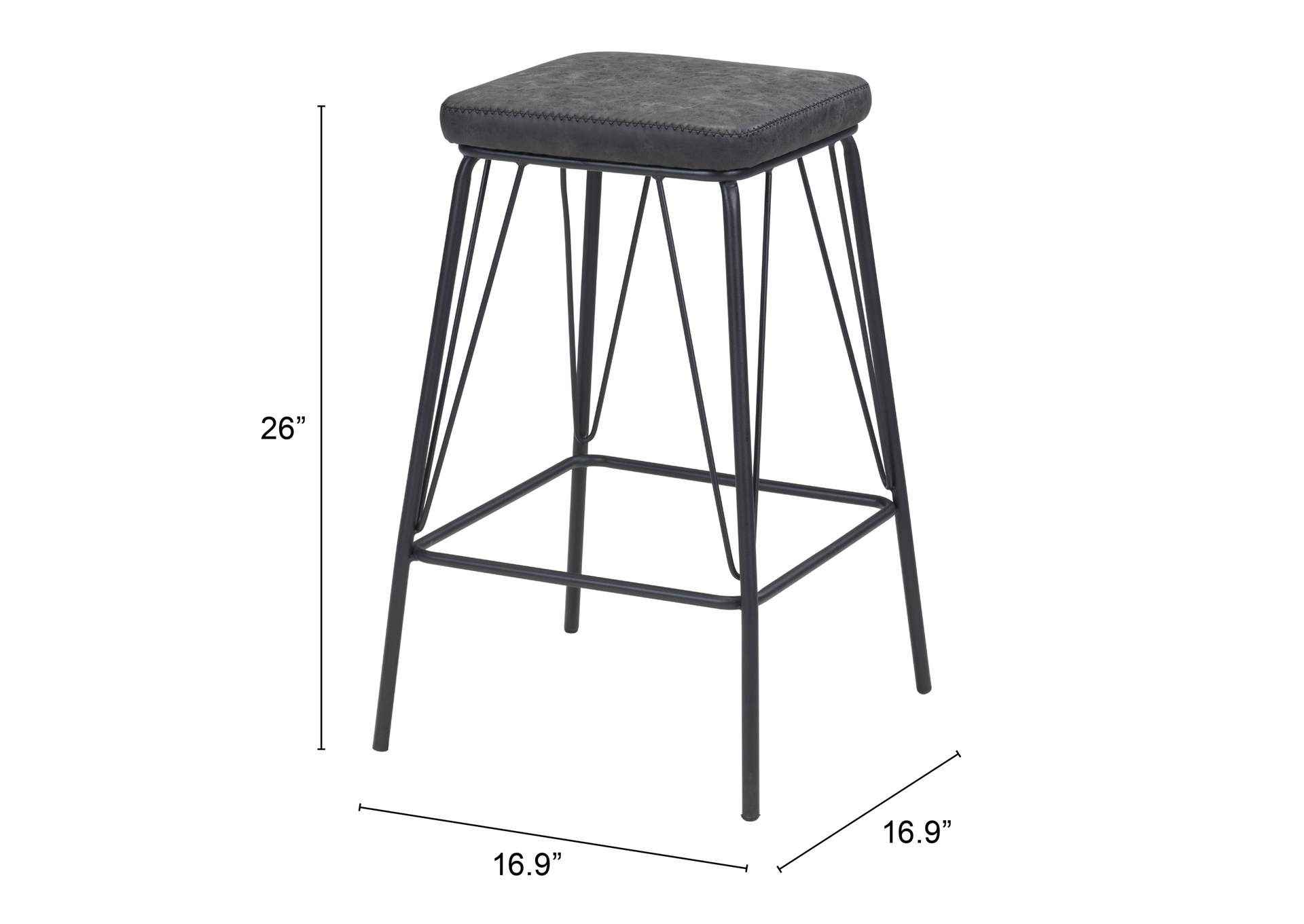 Samuel Counter Stool (Set Of 2) Vintage Black,Zuo