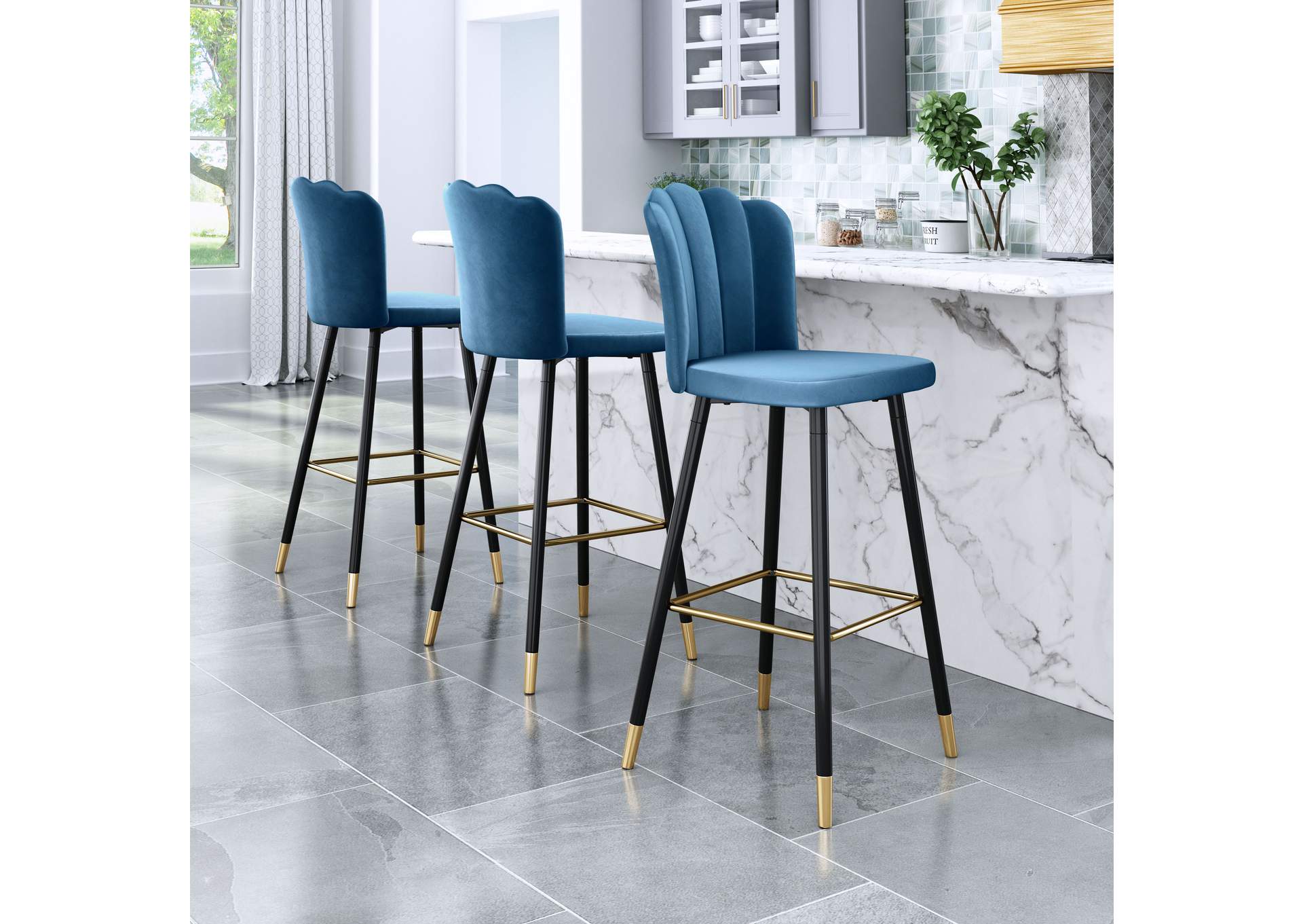 Zinclair Barstool Blue,Zuo