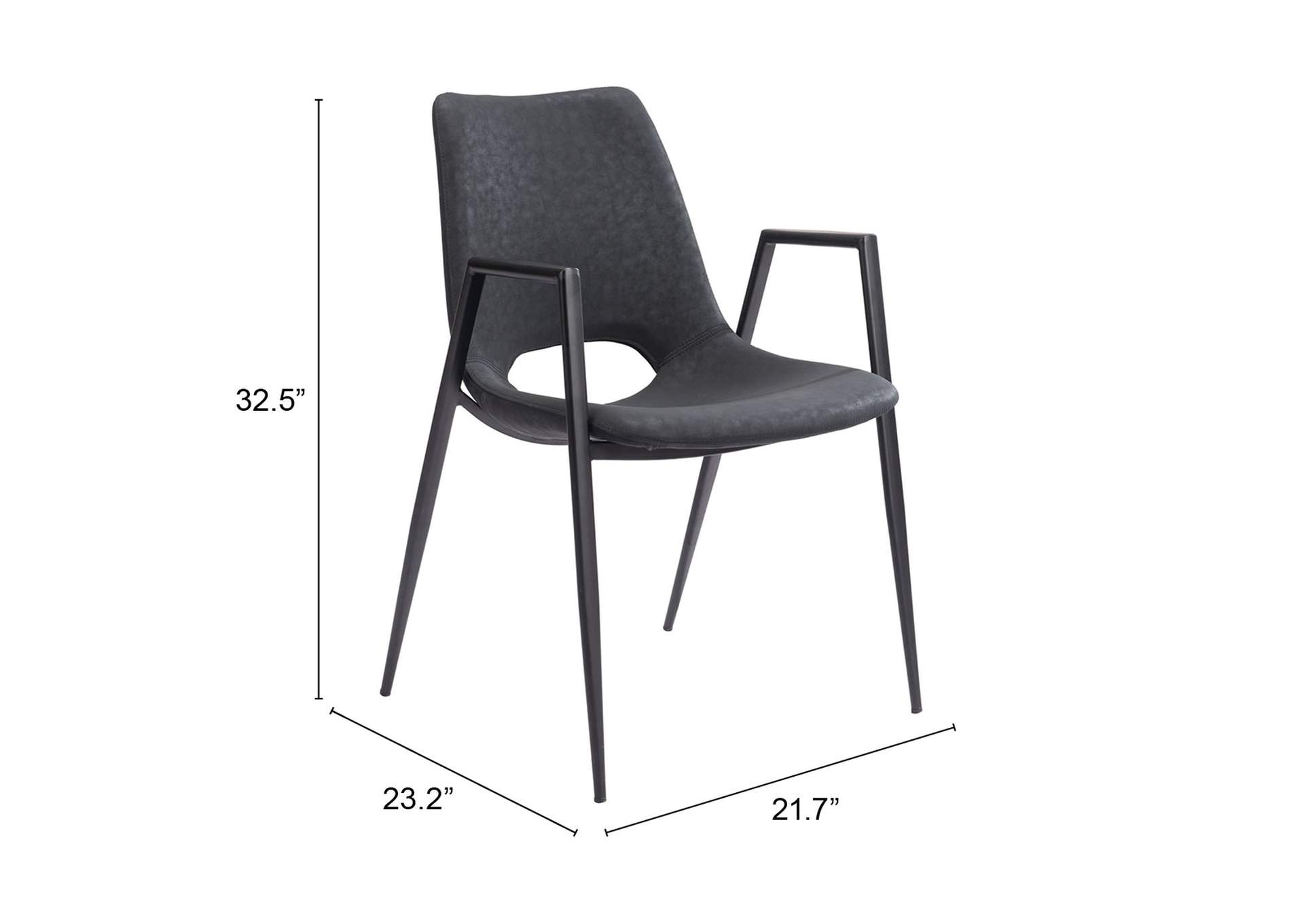 Desi Dining Chair (Set Of 2) Black,Zuo