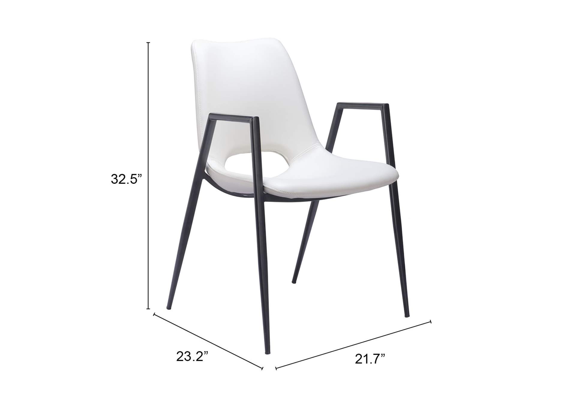 Desi Dining (Set Of 2) Chair White,Zuo