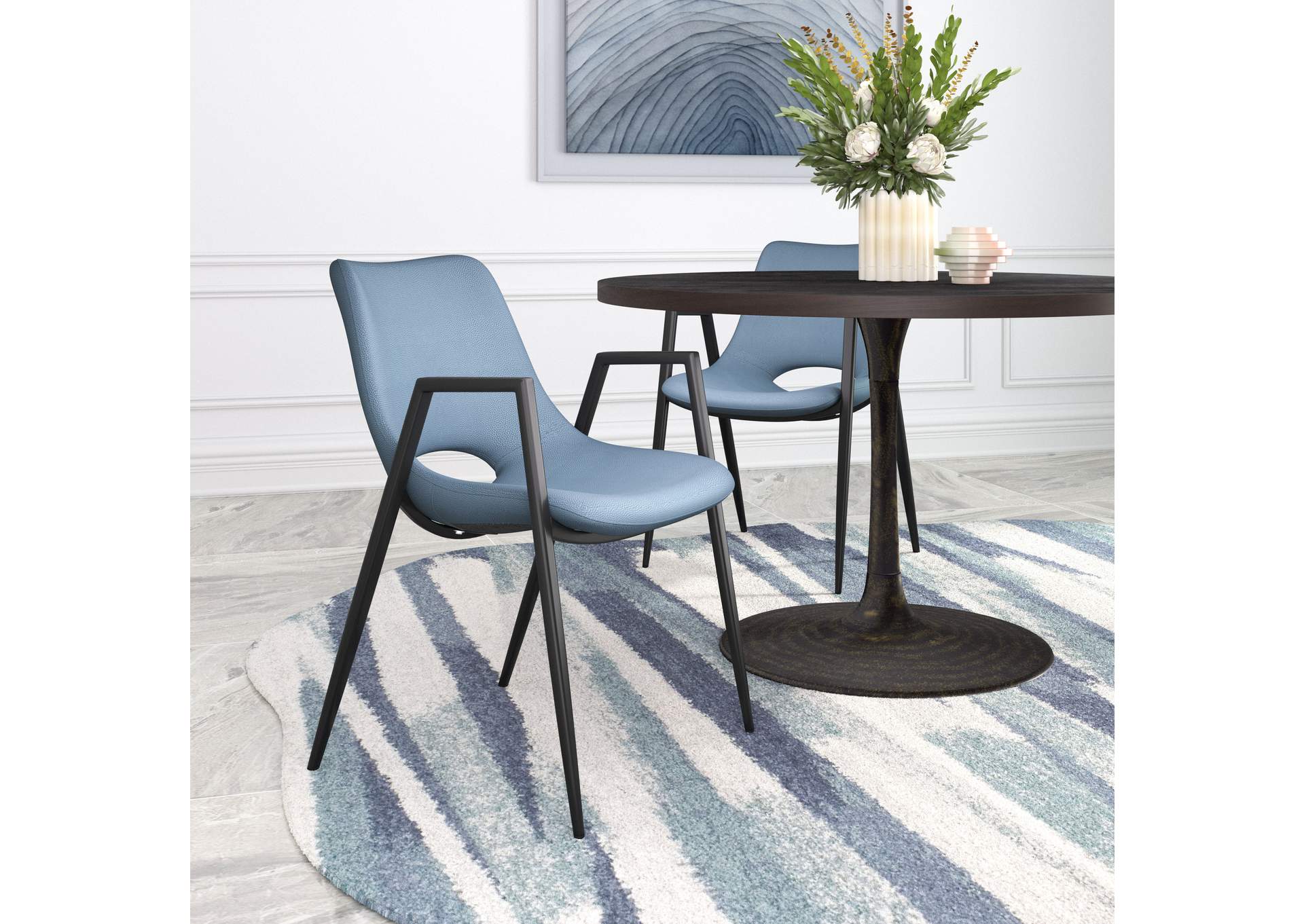 Desi Dining Chair (Set Of 2) Blue,Zuo