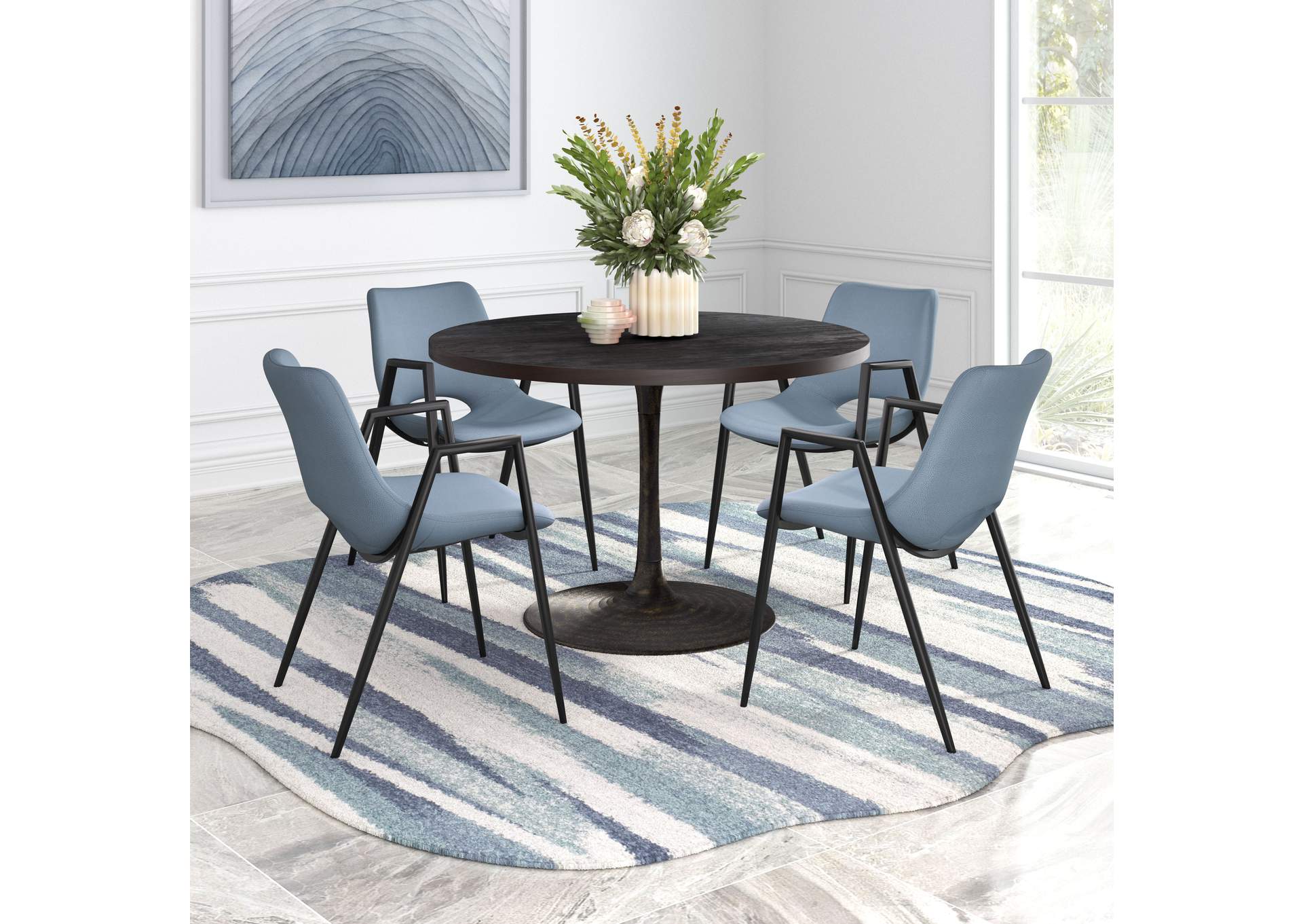 Desi Dining Chair (Set Of 2) Blue,Zuo