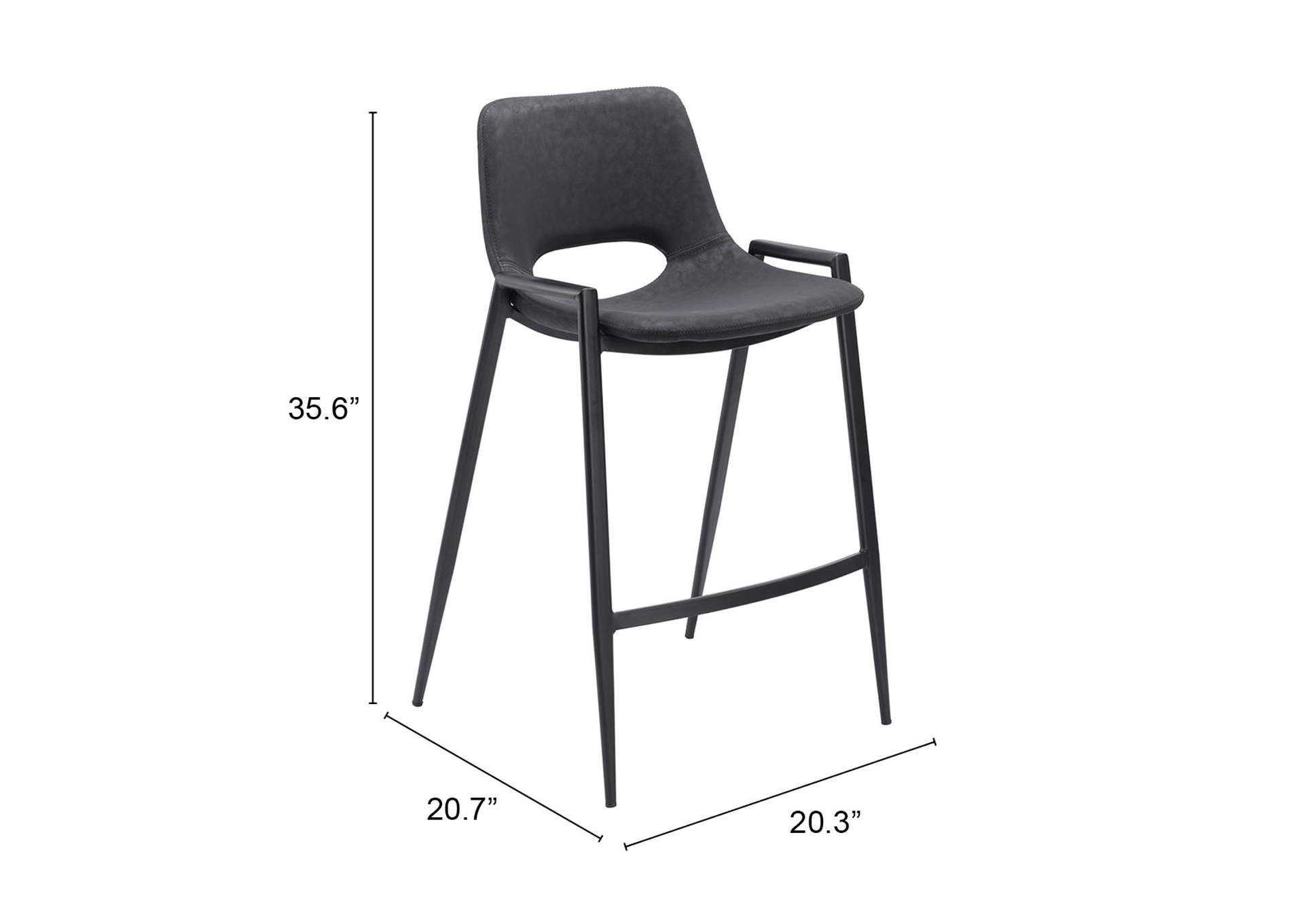 Desi Counter Stool (Set Of 2) Black,Zuo