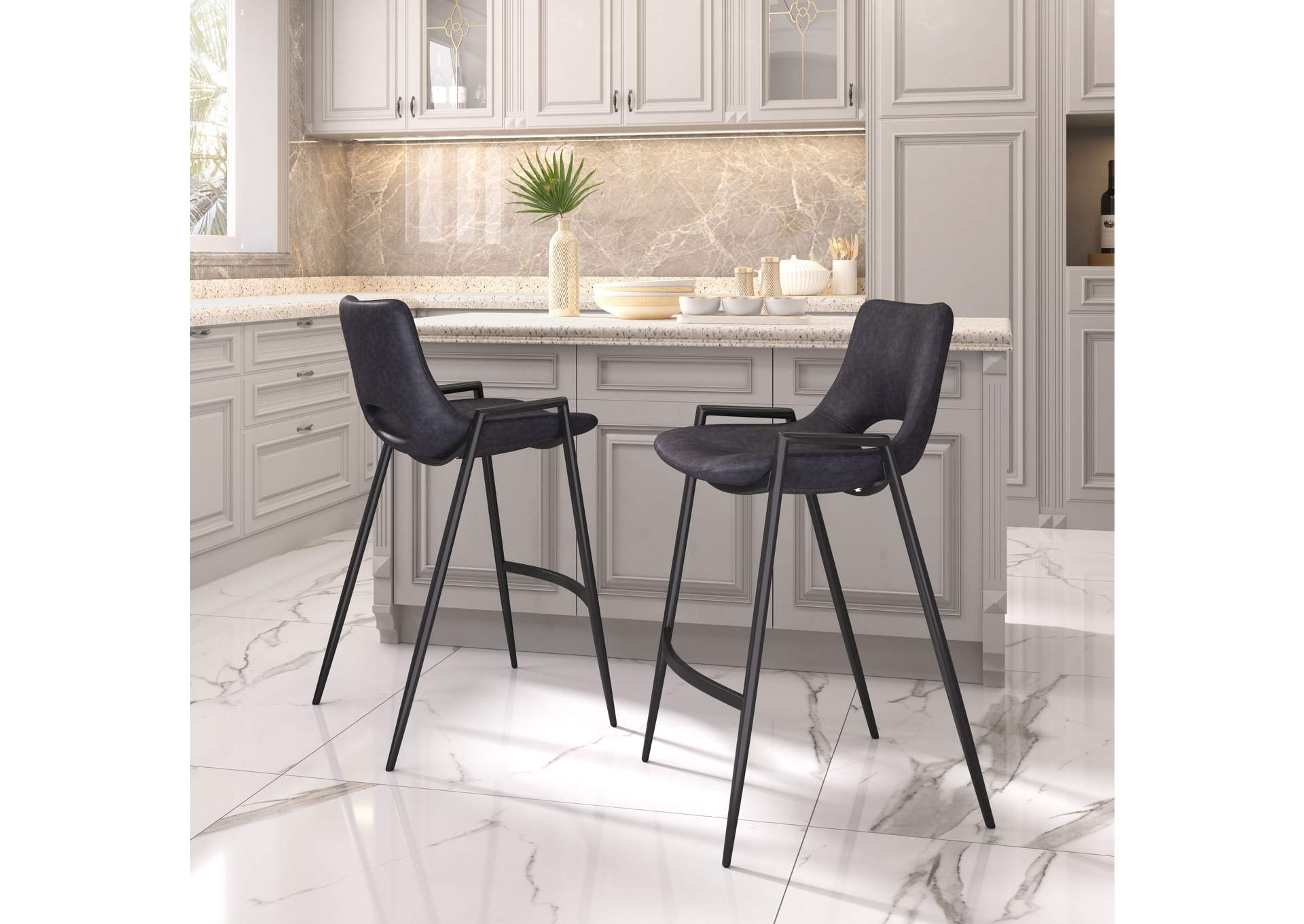 Desi Counter Stool (Set Of 2) Black,Zuo