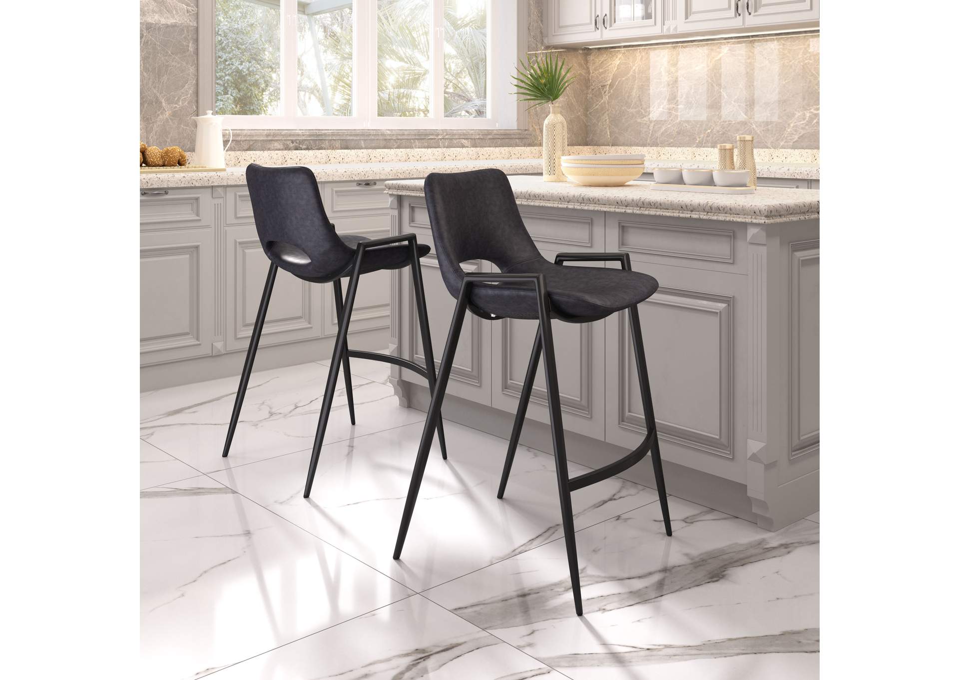 Desi Counter Stool (Set Of 2) Black,Zuo