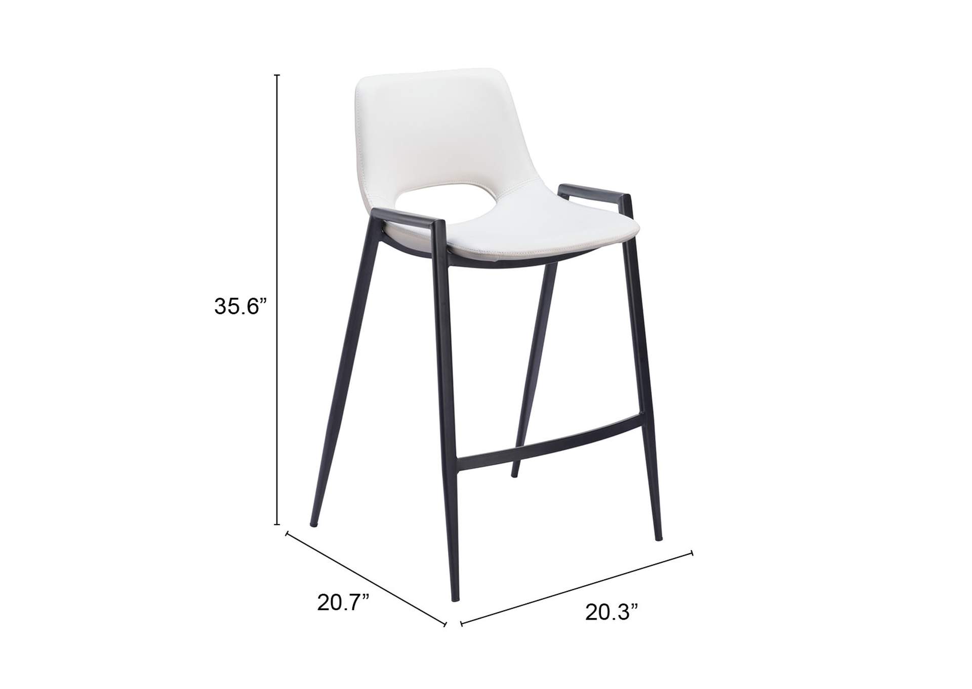 Desi Counter Stool (Set Of 2) White,Zuo