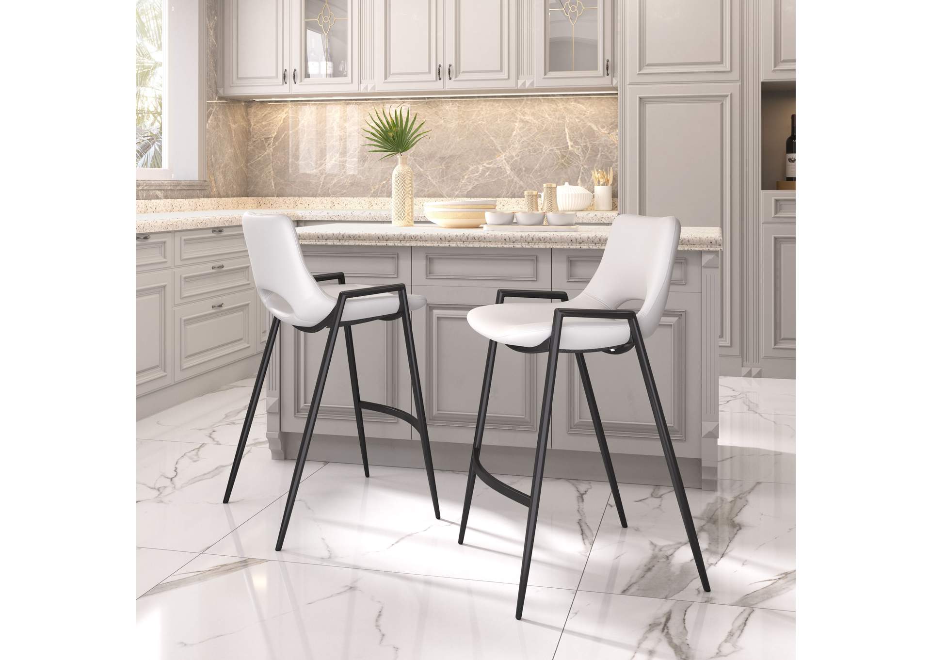 Desi Counter Stool (Set Of 2) White,Zuo