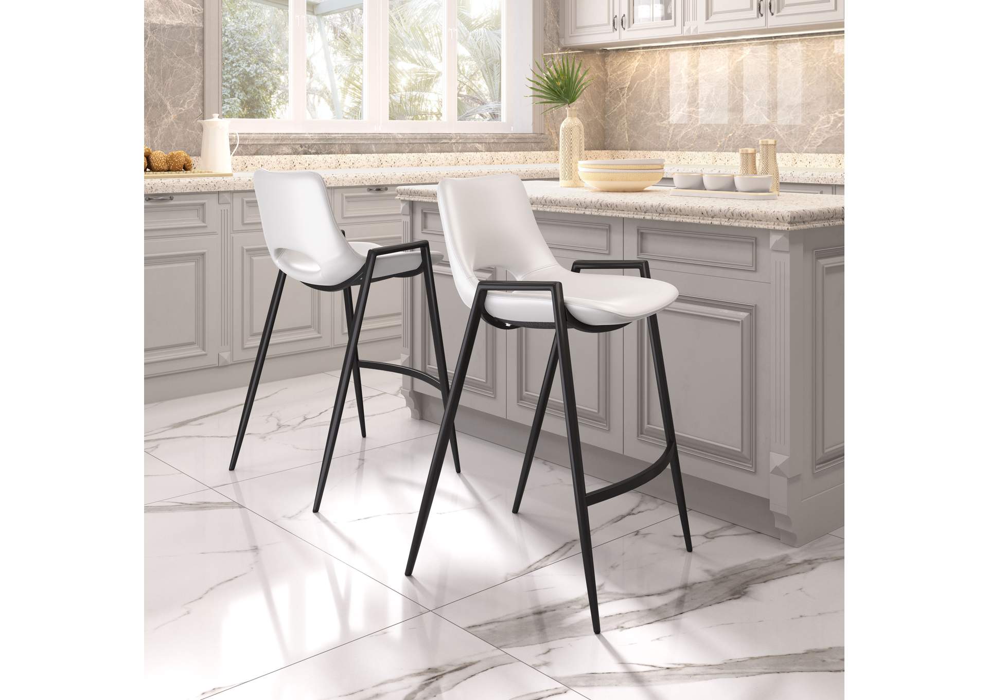 Desi Counter Stool (Set Of 2) White,Zuo