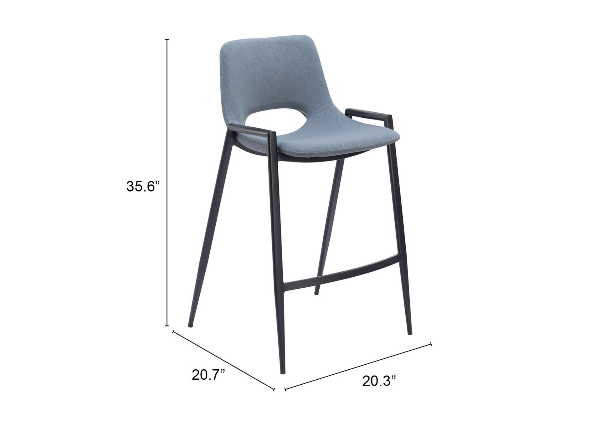Desi Counter Stool (Set Of 2) Blue,Zuo
