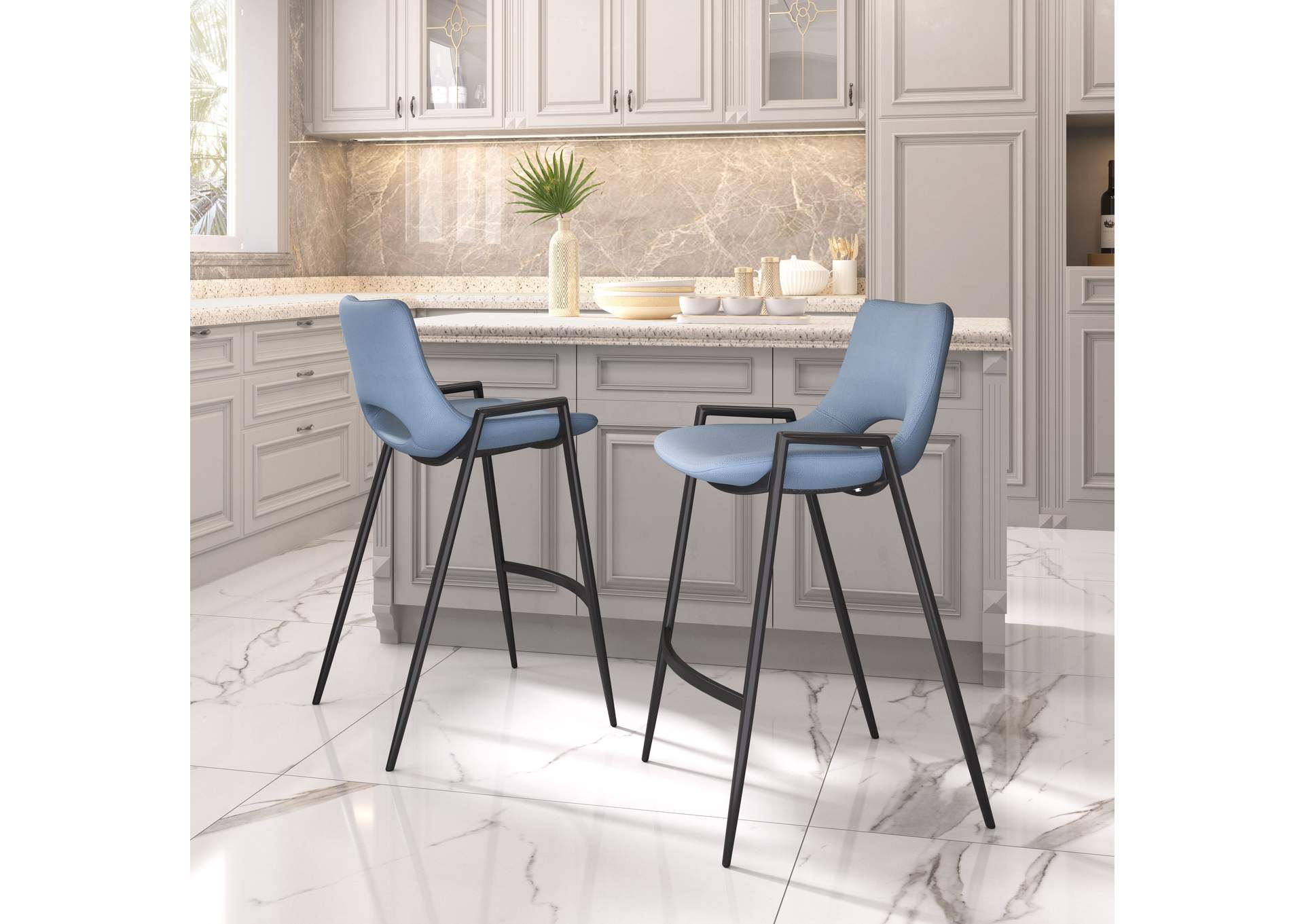 Desi Counter Stool (Set Of 2) Blue,Zuo