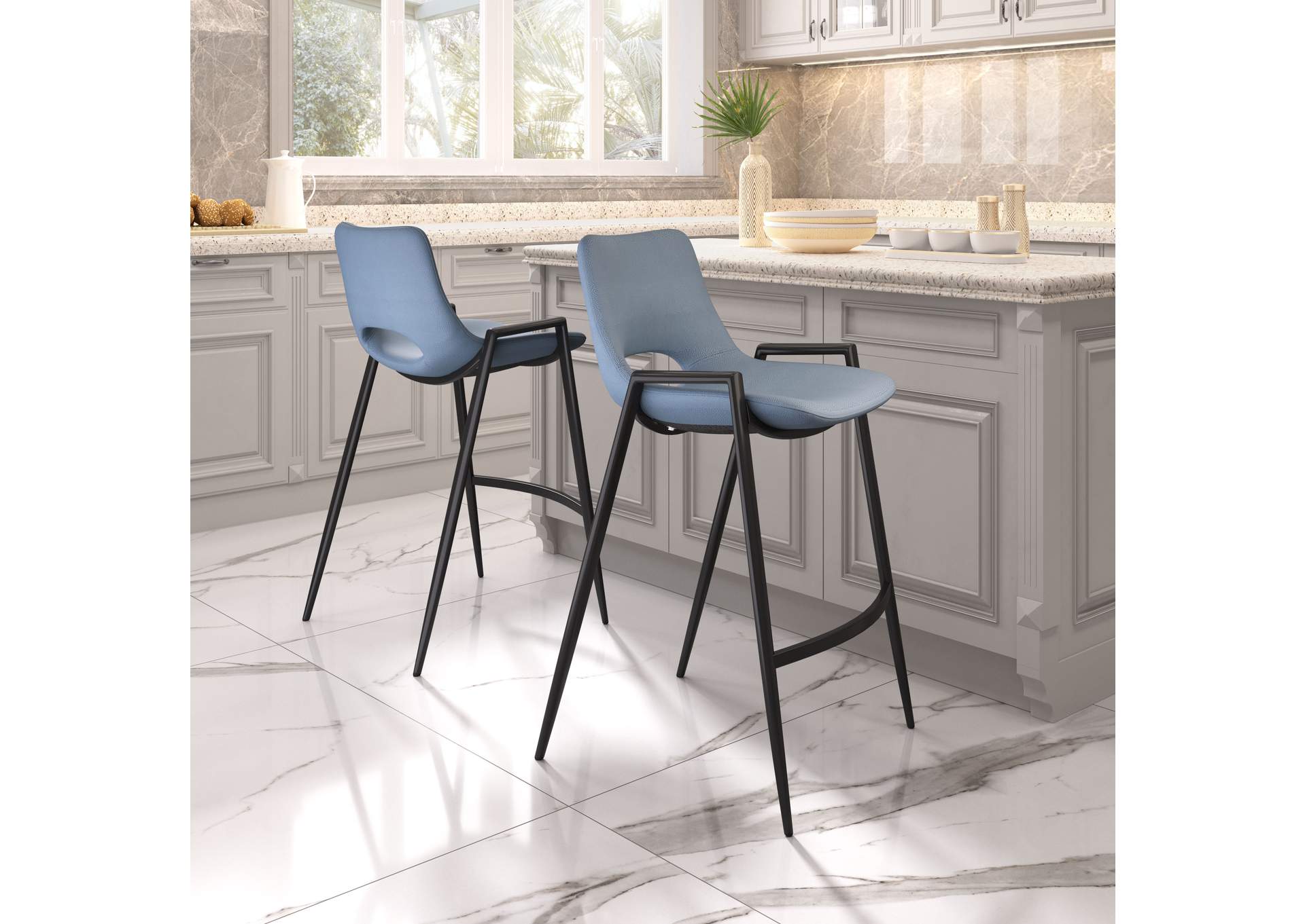 Desi Counter Stool (Set Of 2) Blue,Zuo