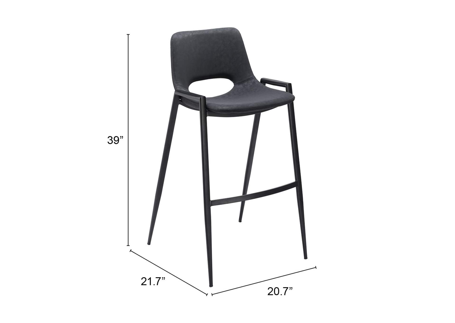 Desi Barstool Chair (Set Of 2) Black,Zuo
