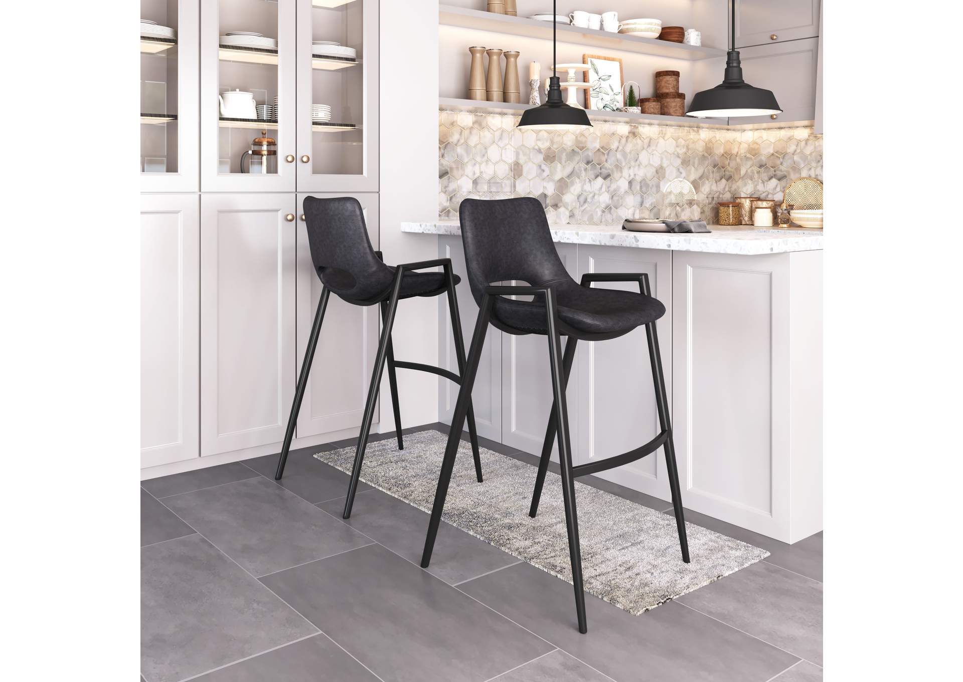Desi Barstool Chair (Set Of 2) Black,Zuo