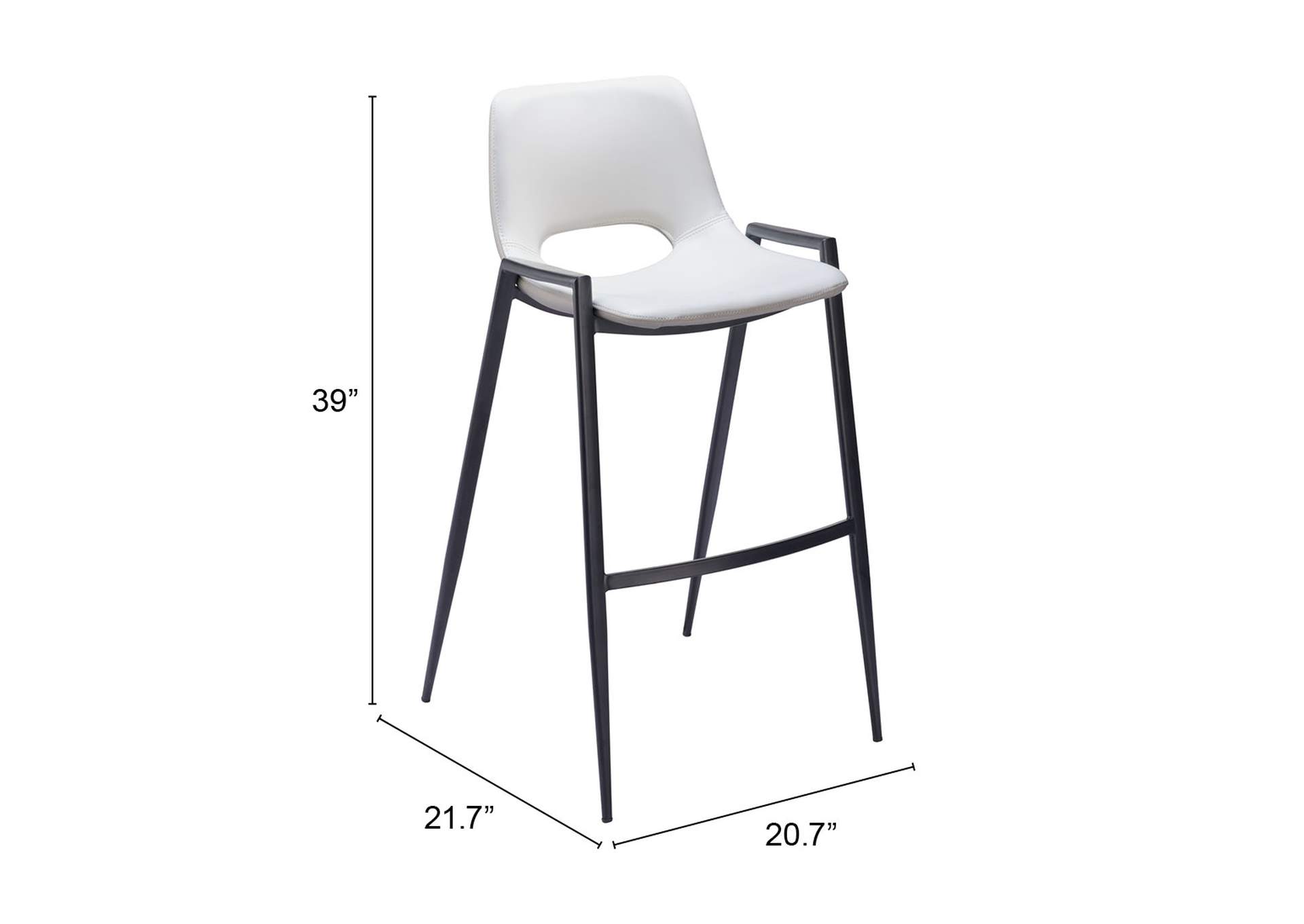 Desi Barstool Chair (Set Of 2) White,Zuo