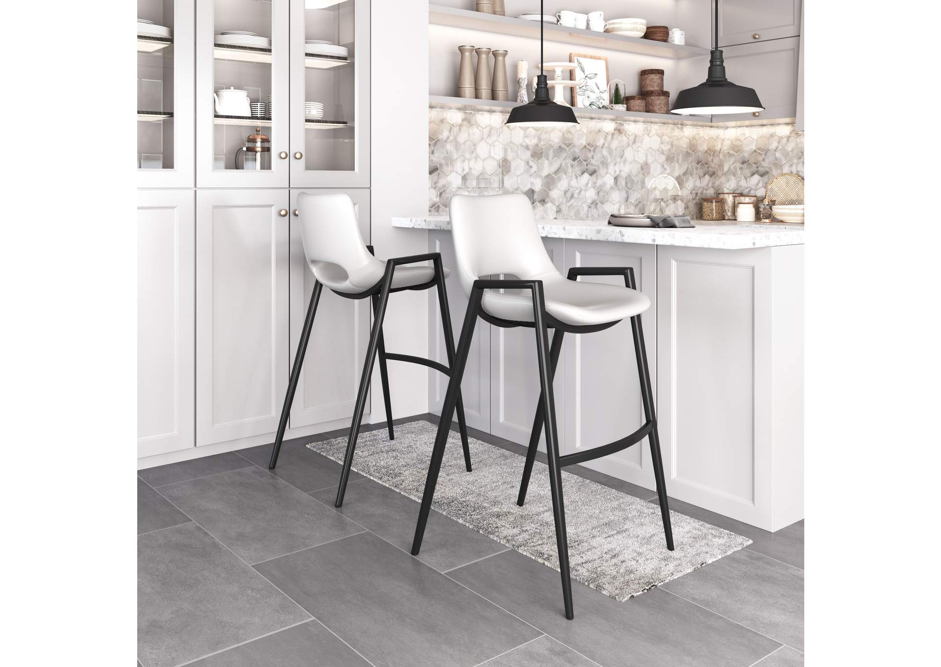 Desi Barstool Chair (Set Of 2) White,Zuo