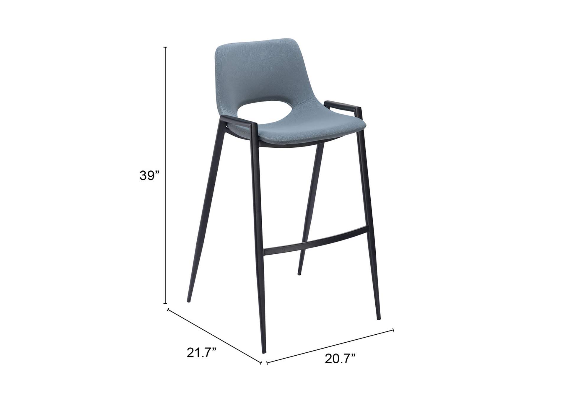Desi Barstool Chair (Set Of 2) Blue,Zuo