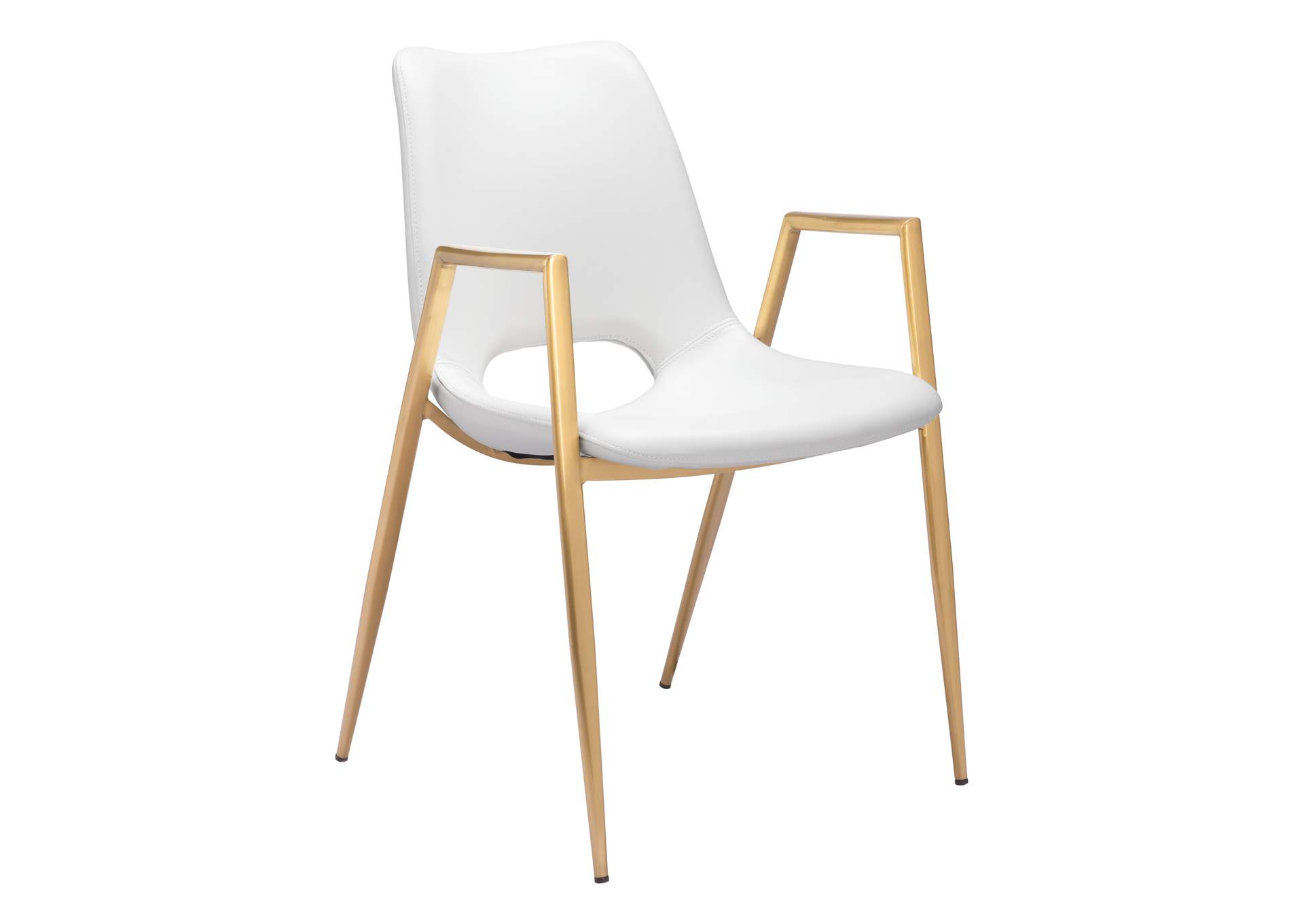 Desi Dining Chair (Set Of 2) White & Gold,Zuo