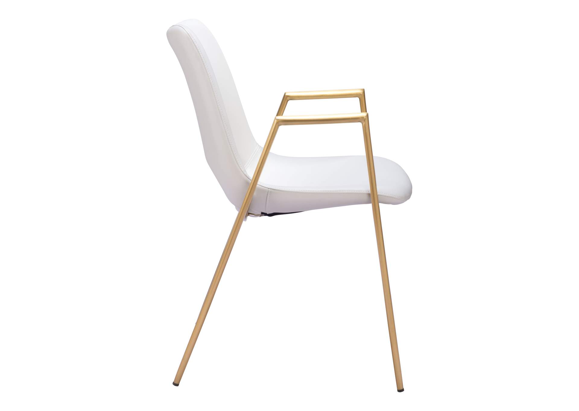 Desi Dining Chair (Set Of 2) White & Gold,Zuo