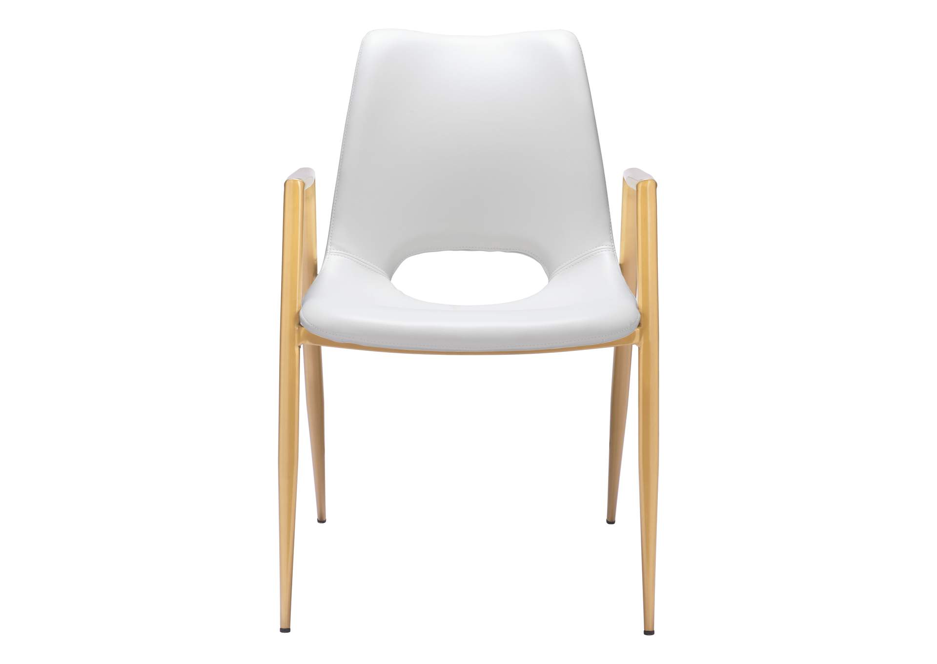 Desi Dining Chair (Set Of 2) White & Gold,Zuo