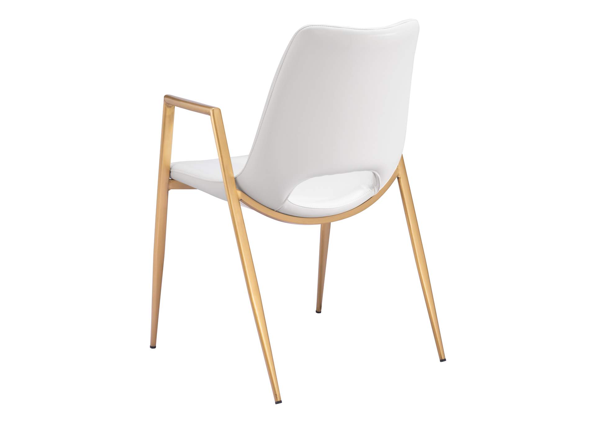 Desi Dining Chair (Set Of 2) White & Gold,Zuo