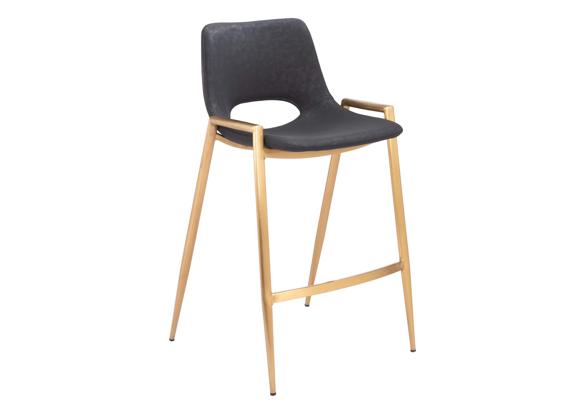 Desi Counter Stool (Set Of 2) Black & Gold,Zuo