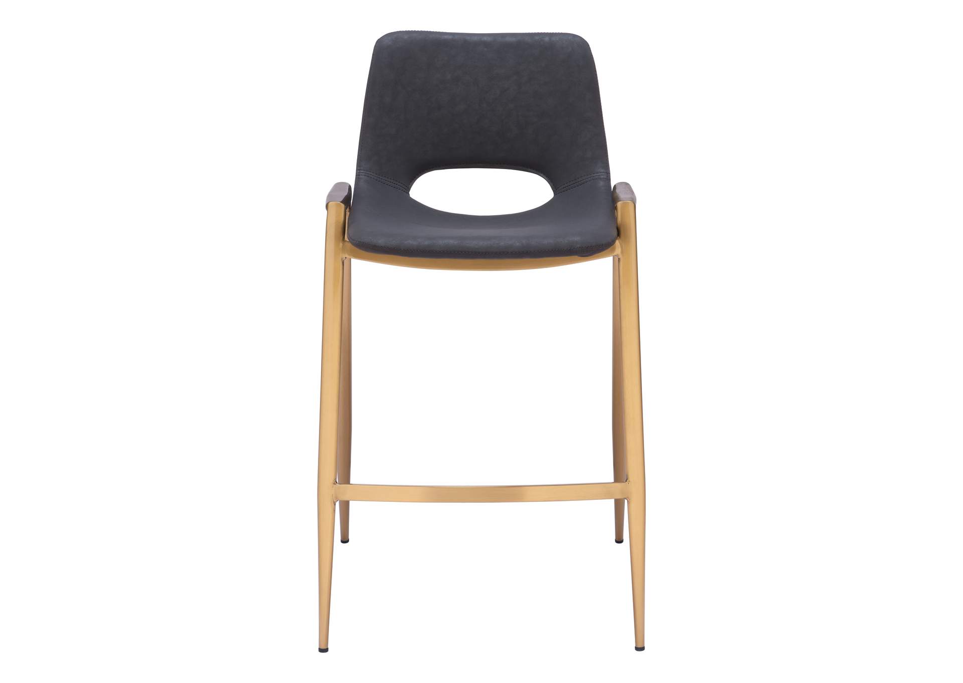 Desi Counter Stool (Set Of 2) Black & Gold,Zuo