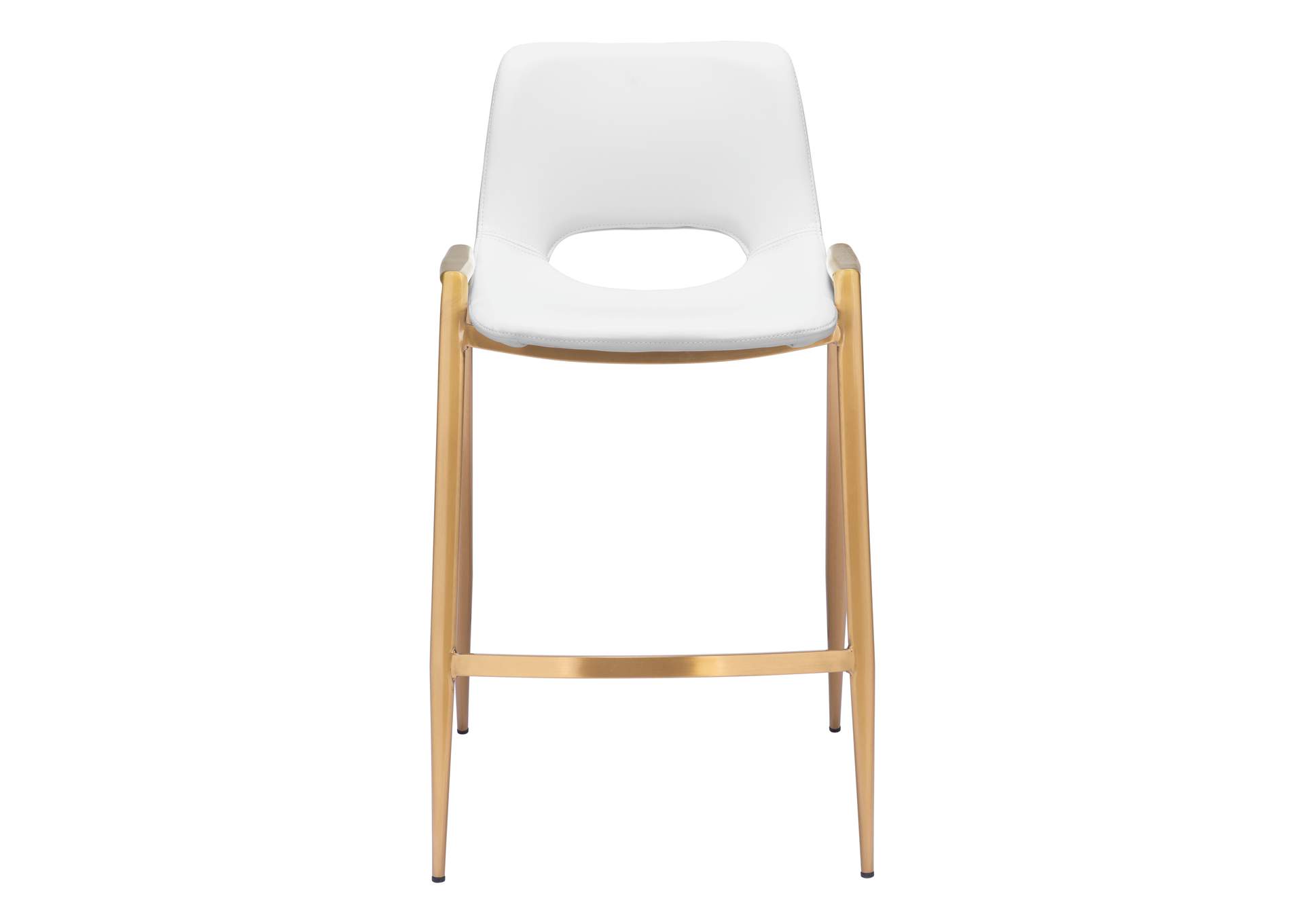 Desi Counter Stool (Set Of 2) White & Gold,Zuo