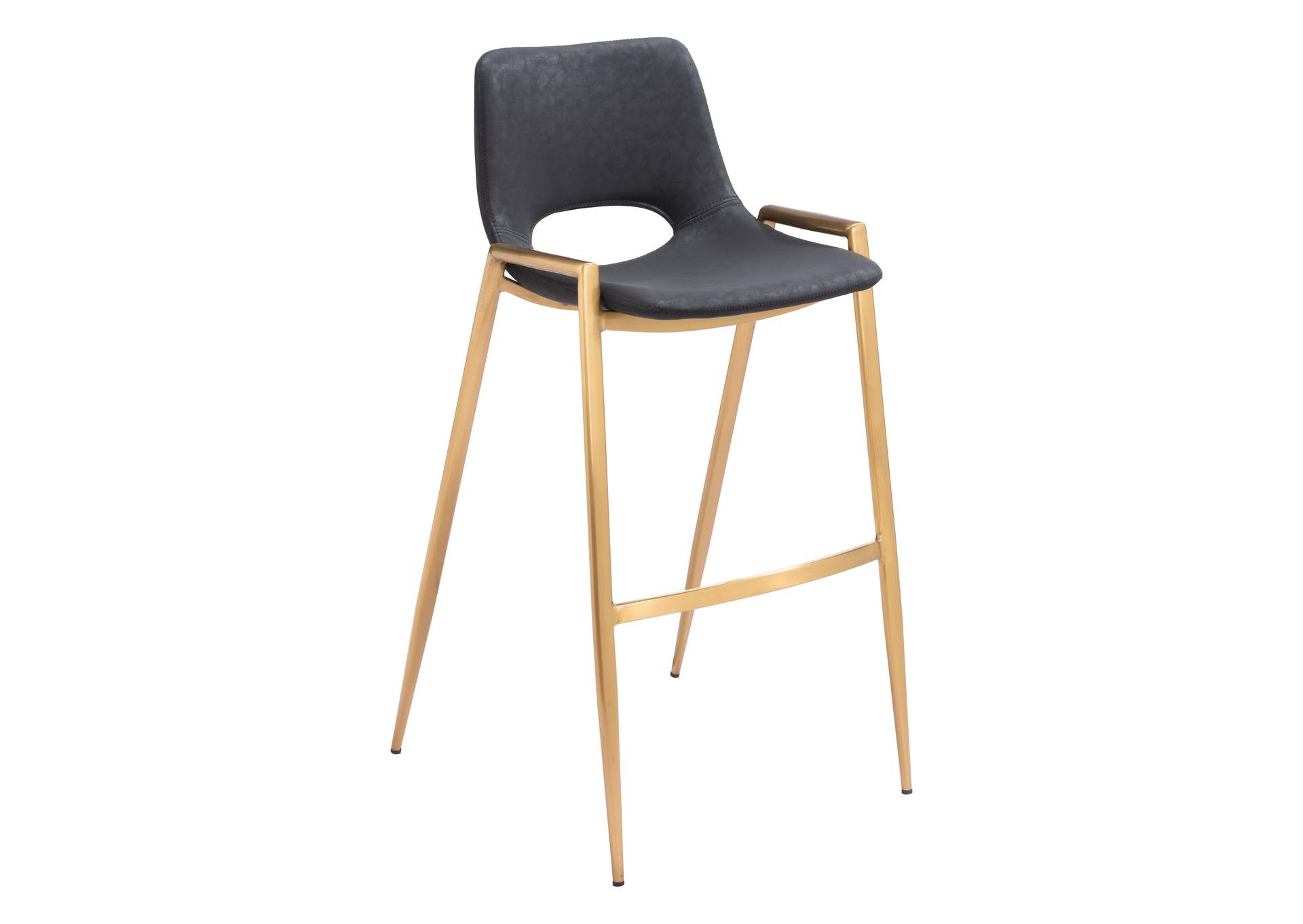 Desi Barstool Chair (Set Of 2) Black & Gold,Zuo