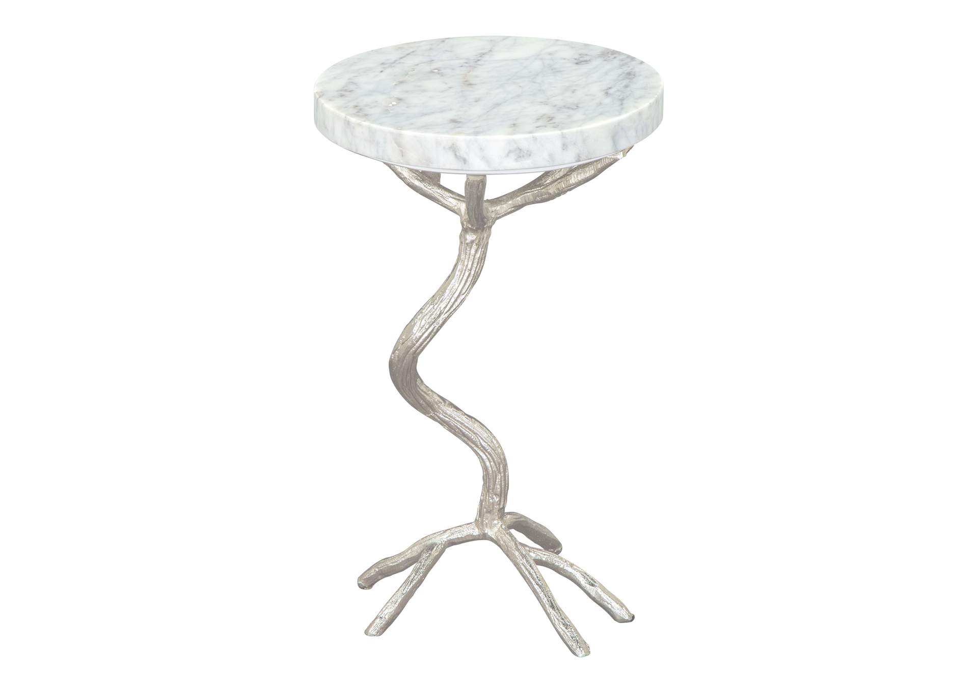 Joel Side Table White & Silver,Zuo