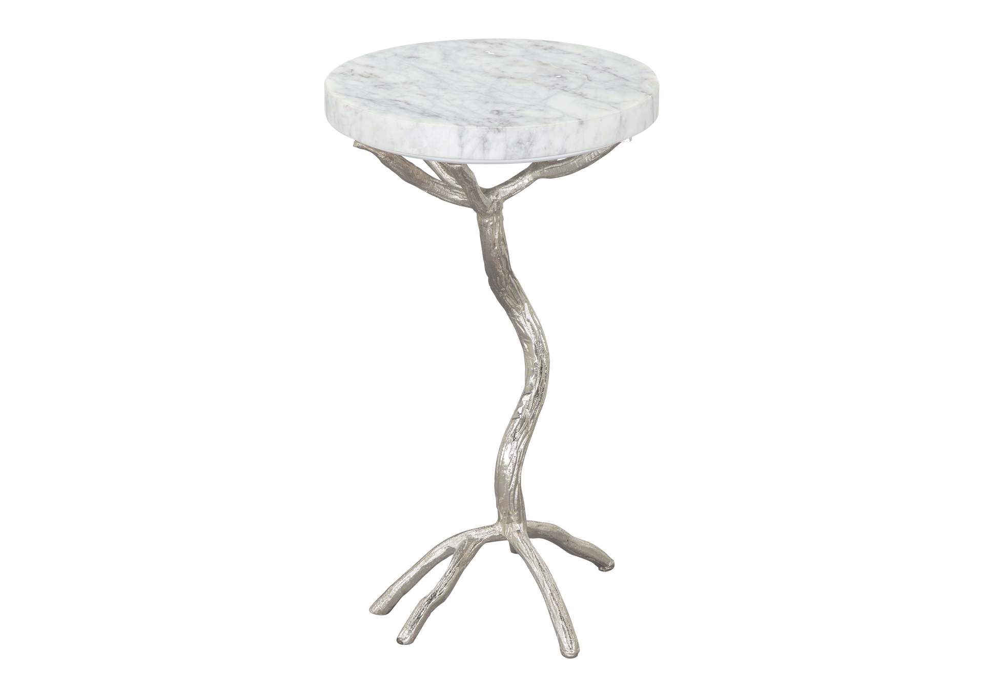 Joel Side Table White & Silver,Zuo