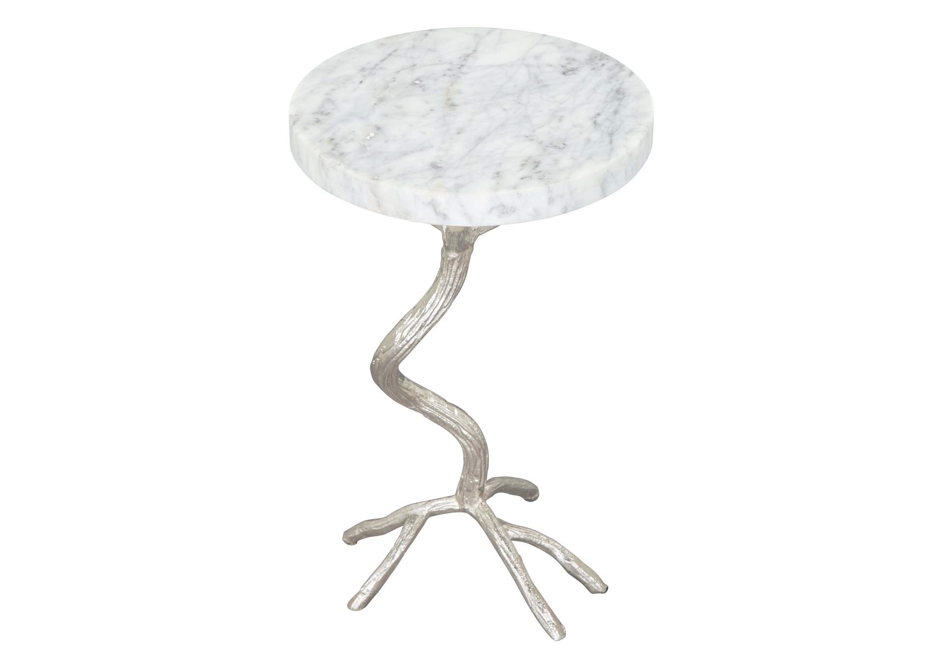 Joel Side Table White & Silver,Zuo