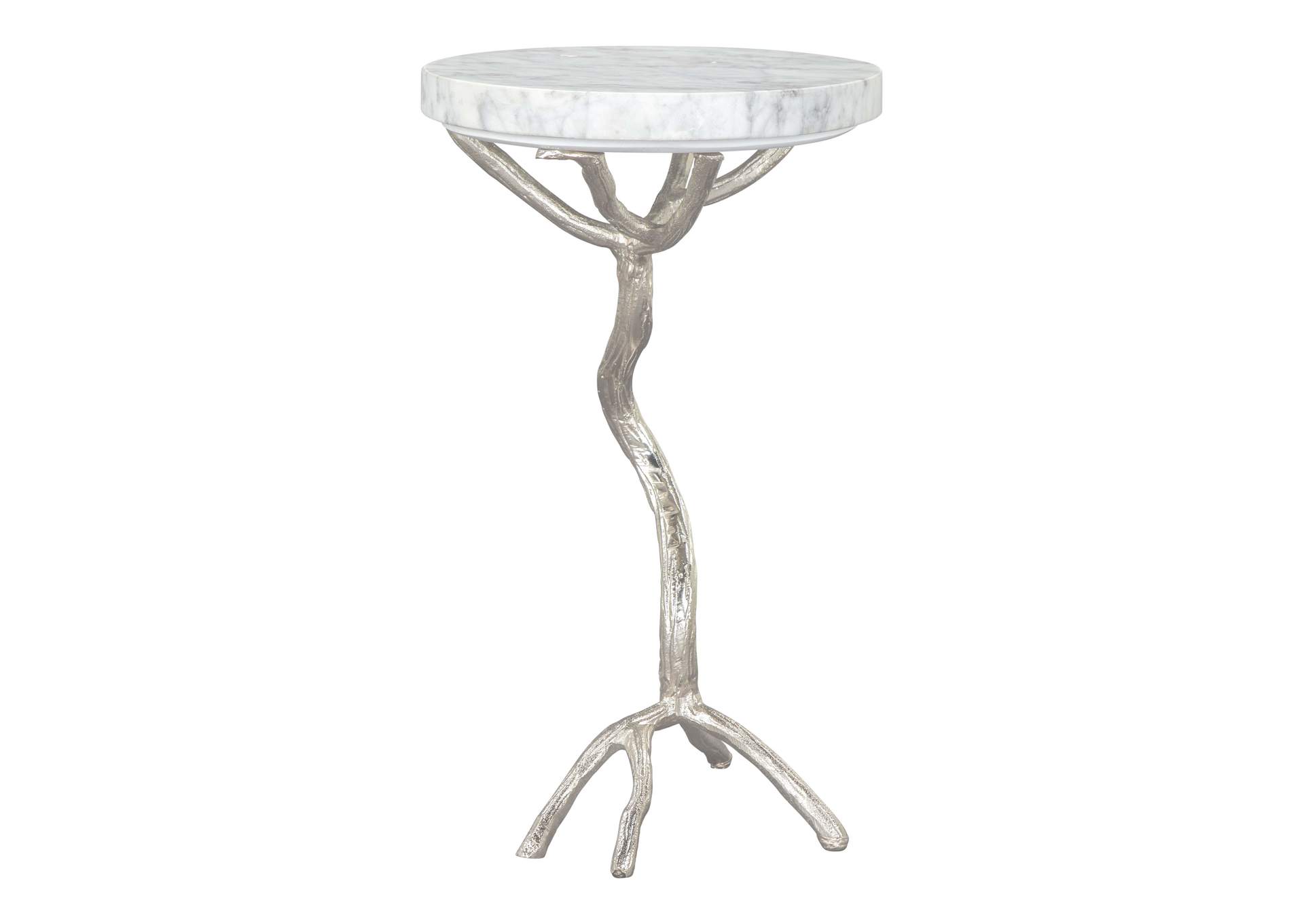 Joel Side Table White & Silver,Zuo