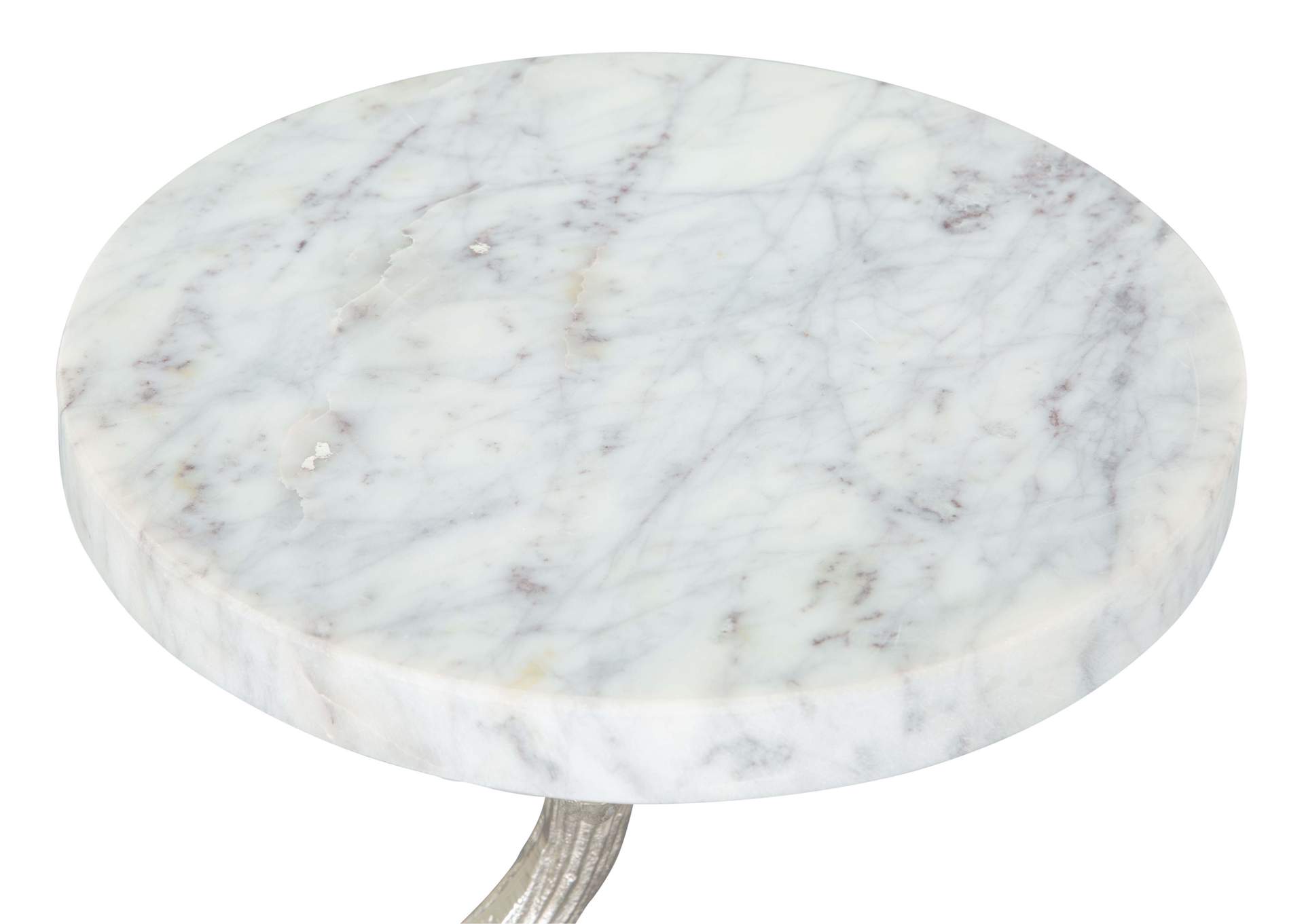 Joel Side Table White & Silver,Zuo