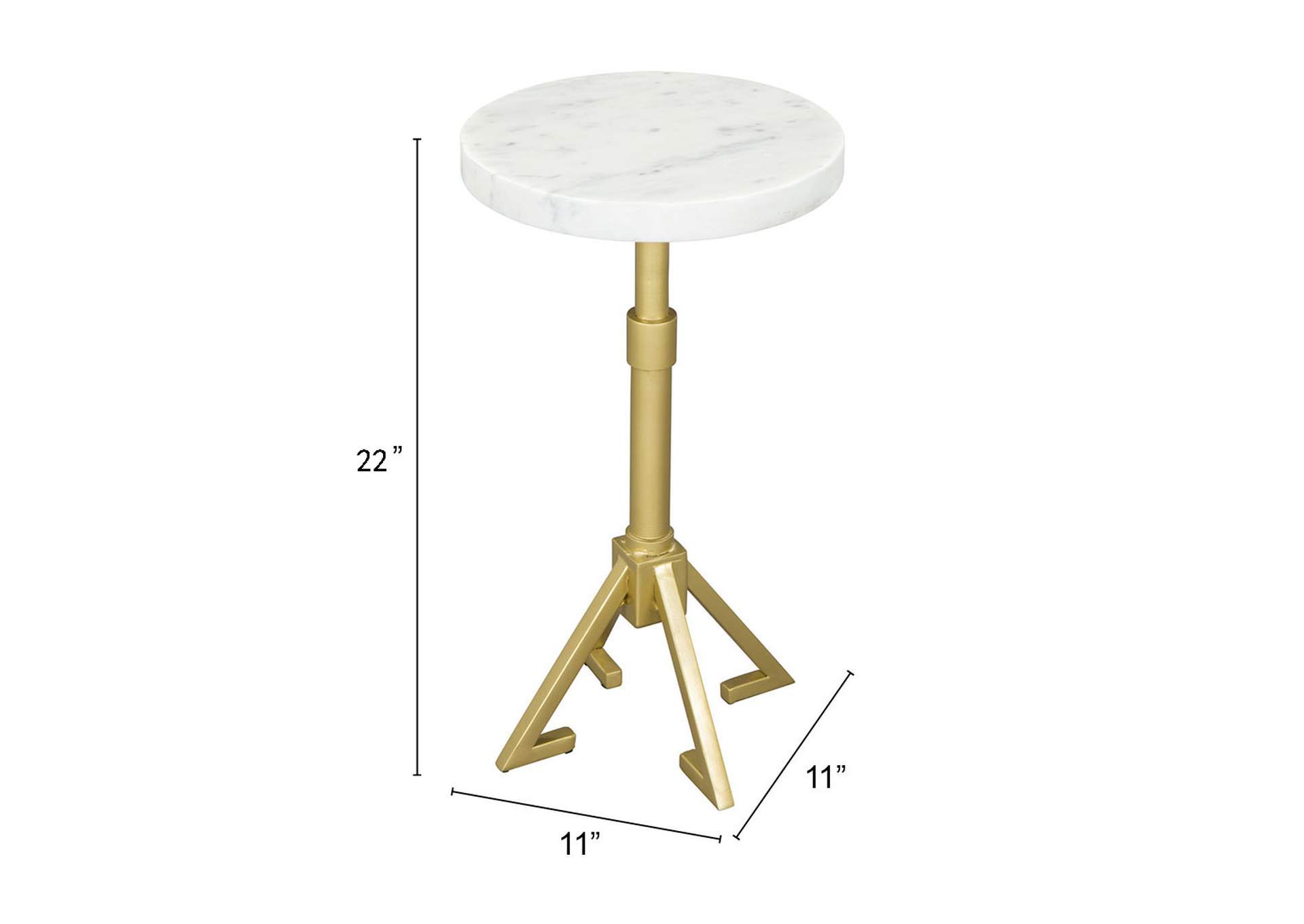 Maurice Side Table White & Gold,Zuo
