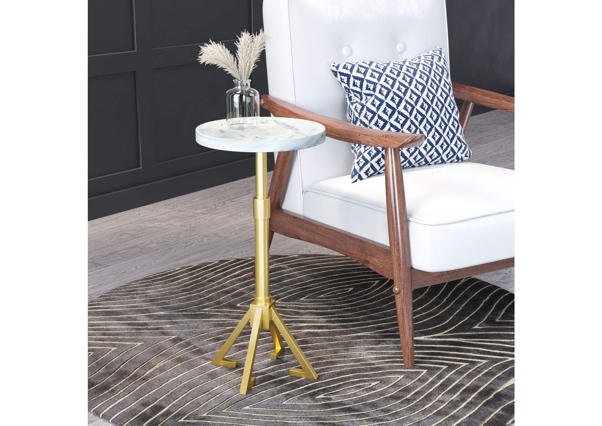 Maurice Side Table White & Gold,Zuo