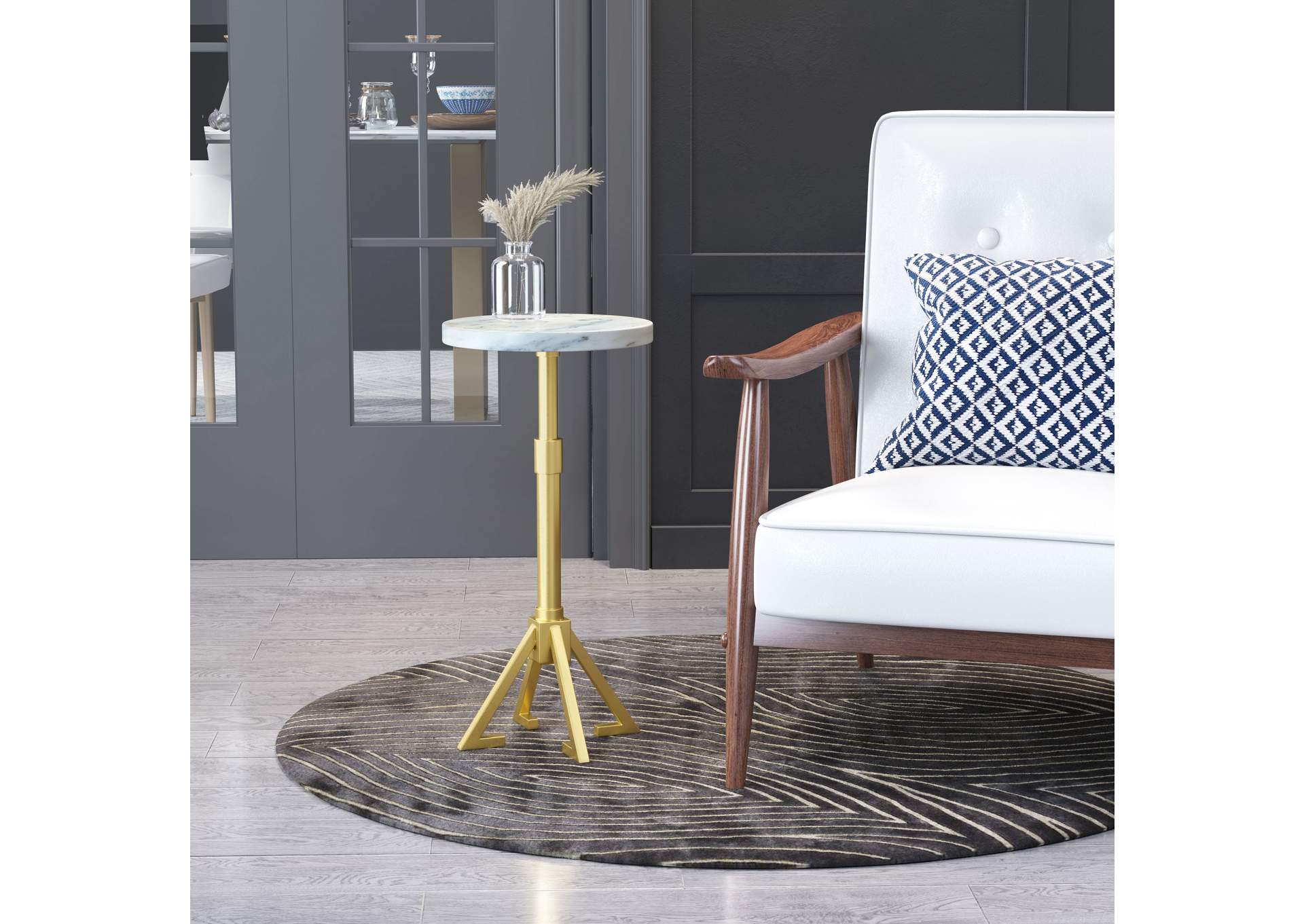 Maurice Side Table White & Gold,Zuo