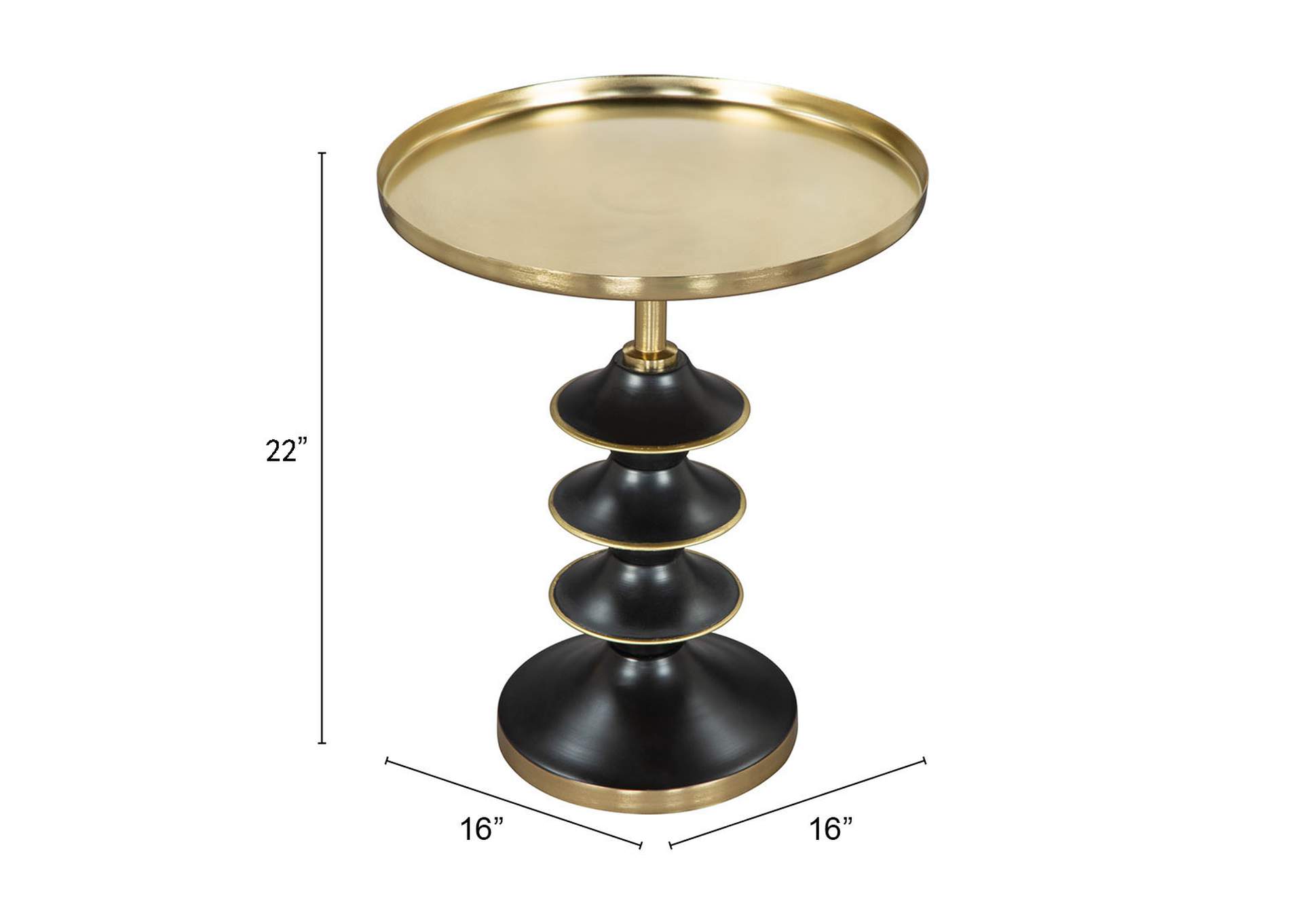 Donahue Side Table Gold & Black,Zuo