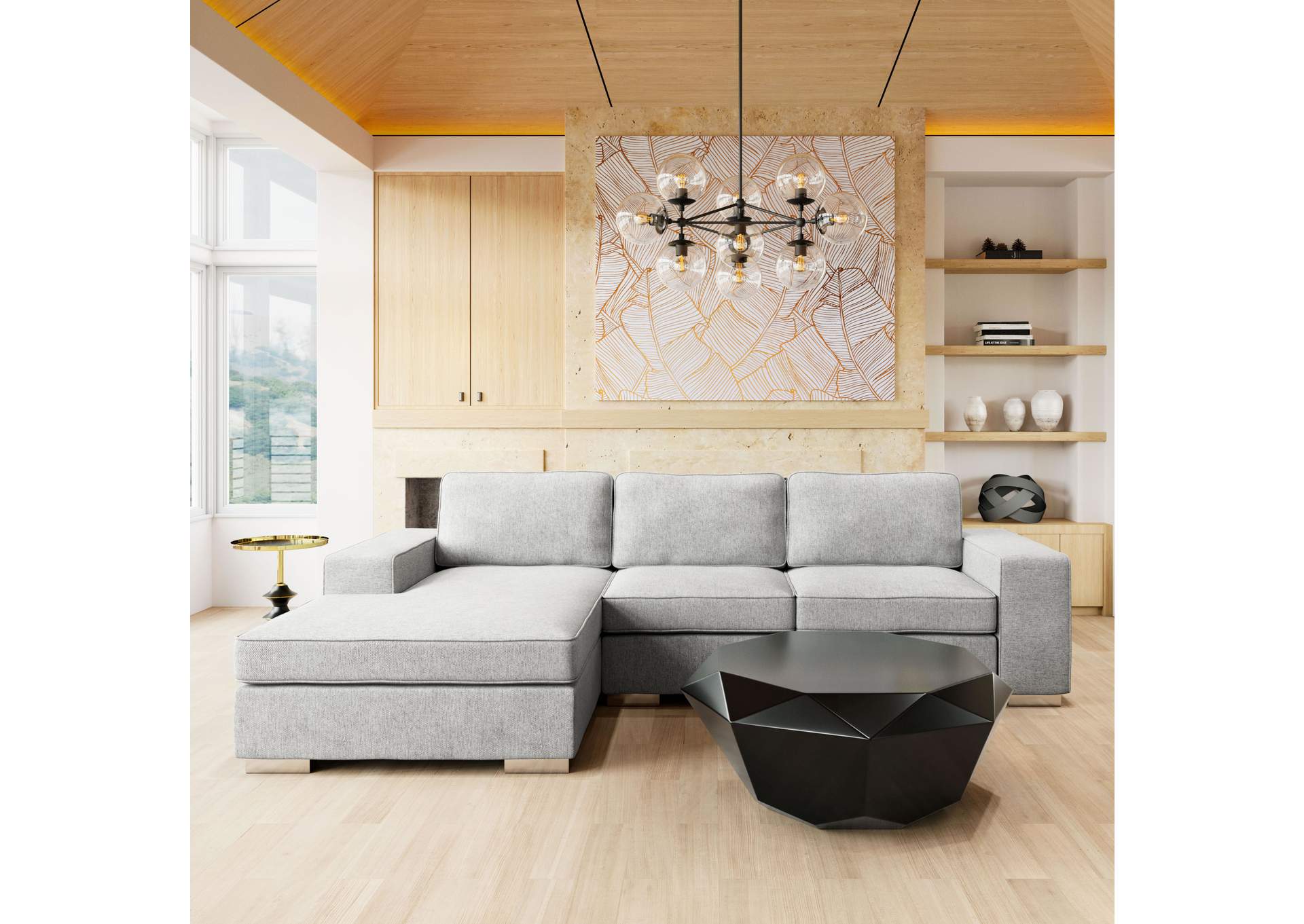 Brickell Sectional Light Gray,Zuo