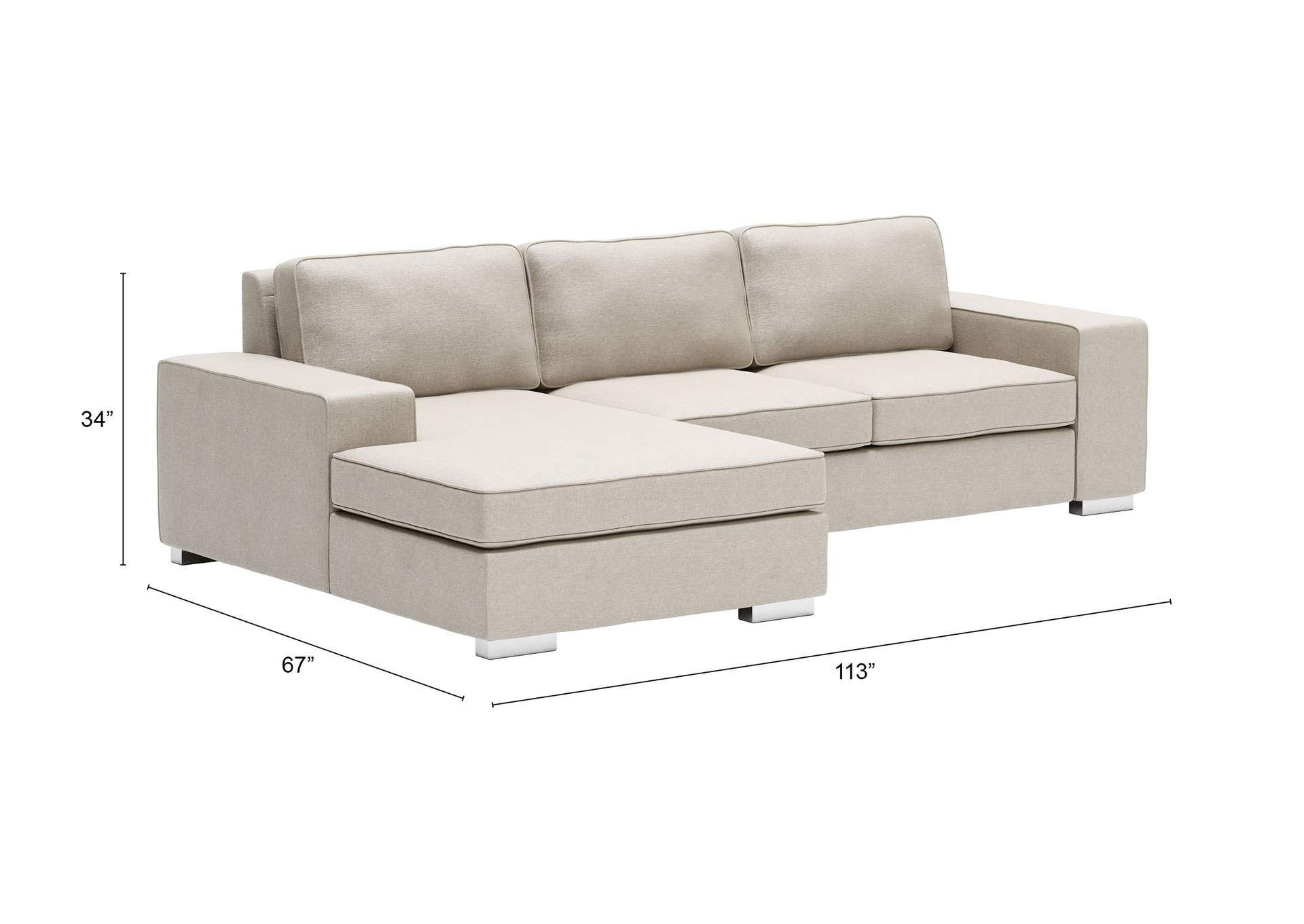 Brickell Sectional Beige,Zuo