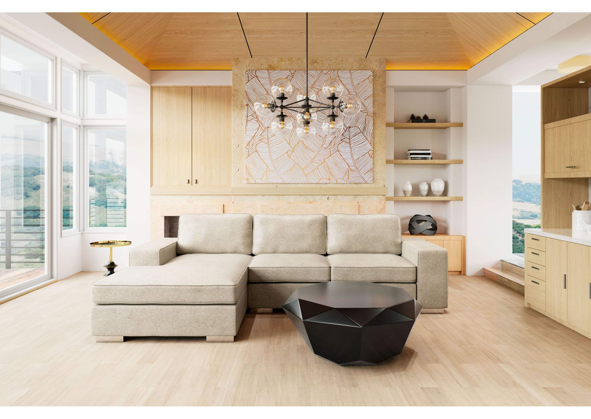 Brickell Sectional Beige,Zuo