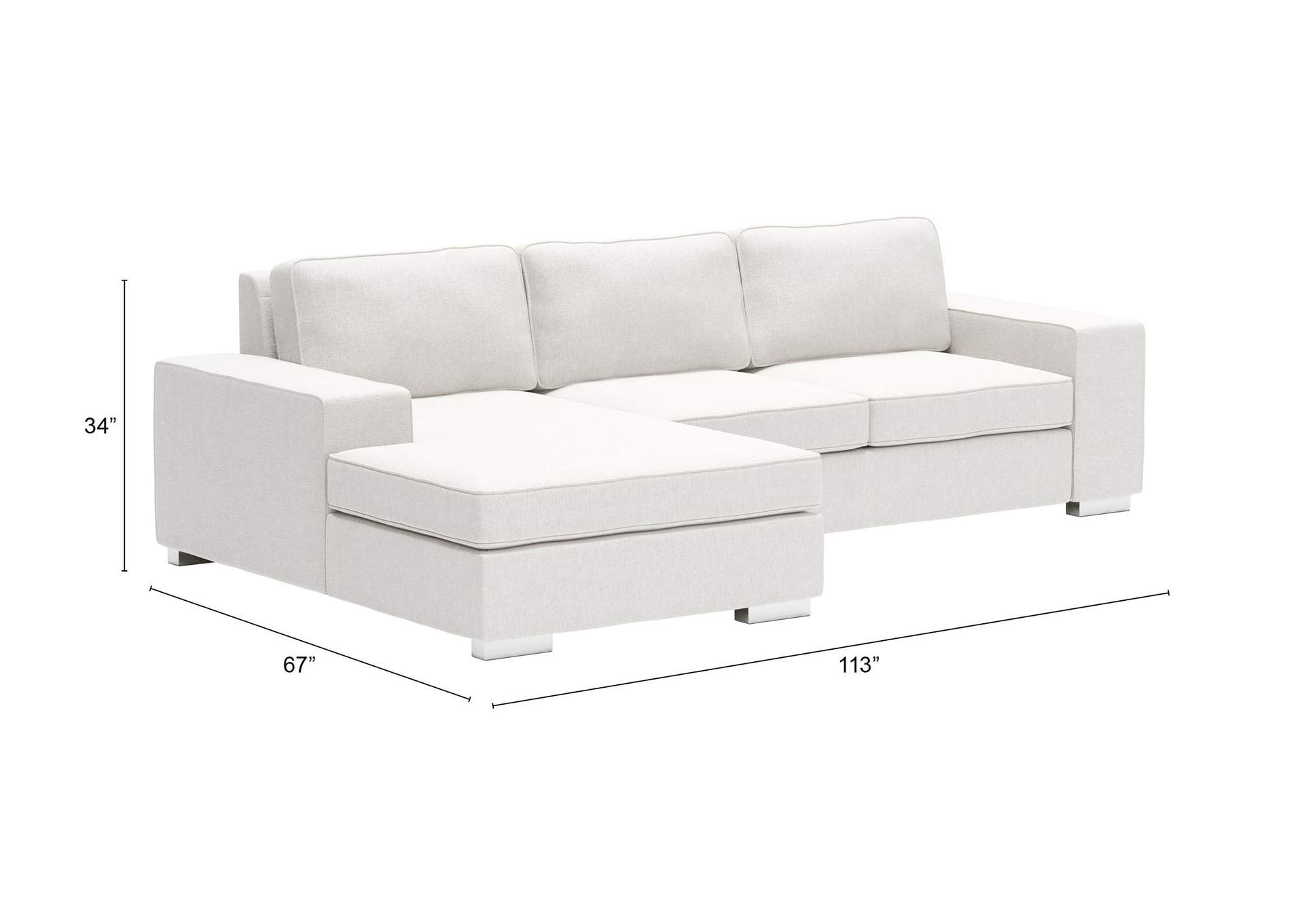 Brickell Sectional White,Zuo