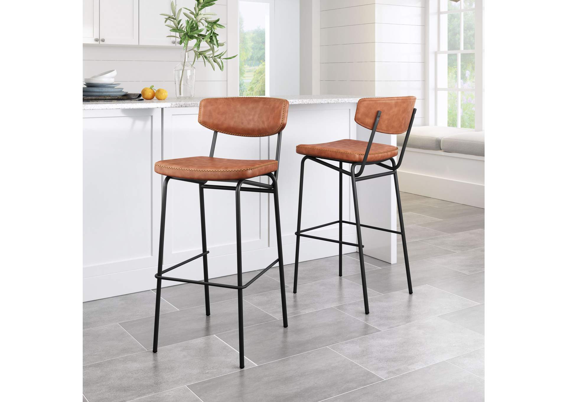 Sharon Barstool (Set Of 4) Vintage Brown,Zuo