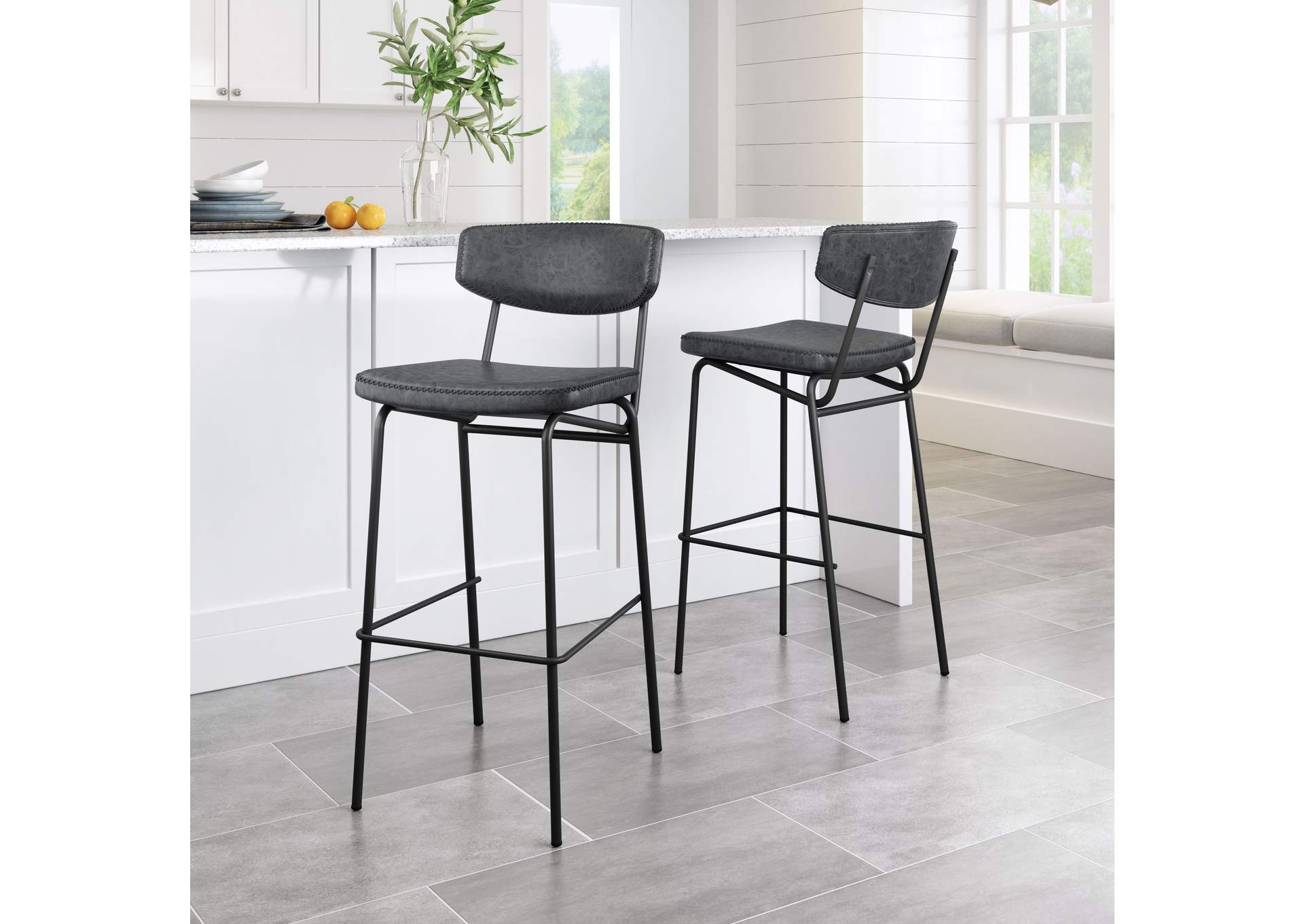 Sharon Barstool (Set Of 4) Vintage Black,Zuo