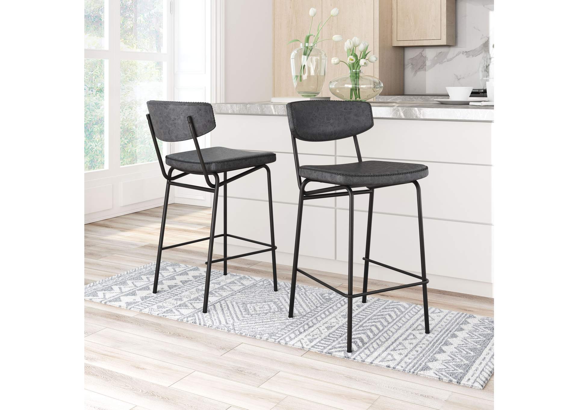 Sharon Counter Stool (Set Of 4) Vintage Black,Zuo