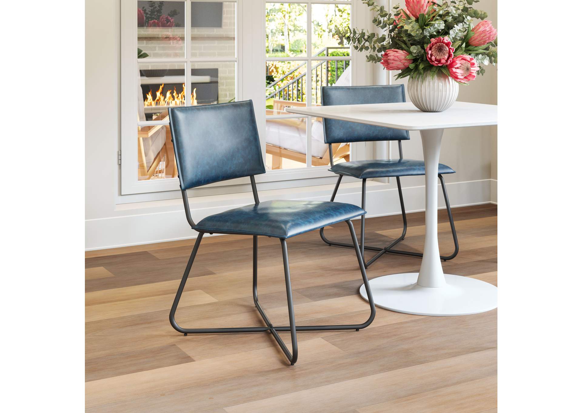 Grantham Dining Chair (Set Of 2) Vintage Dark Blue,Zuo