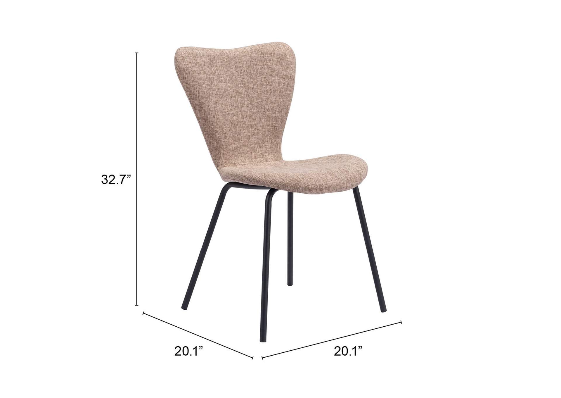 Tollo Dining Chair (Set Of 2) Brown,Zuo