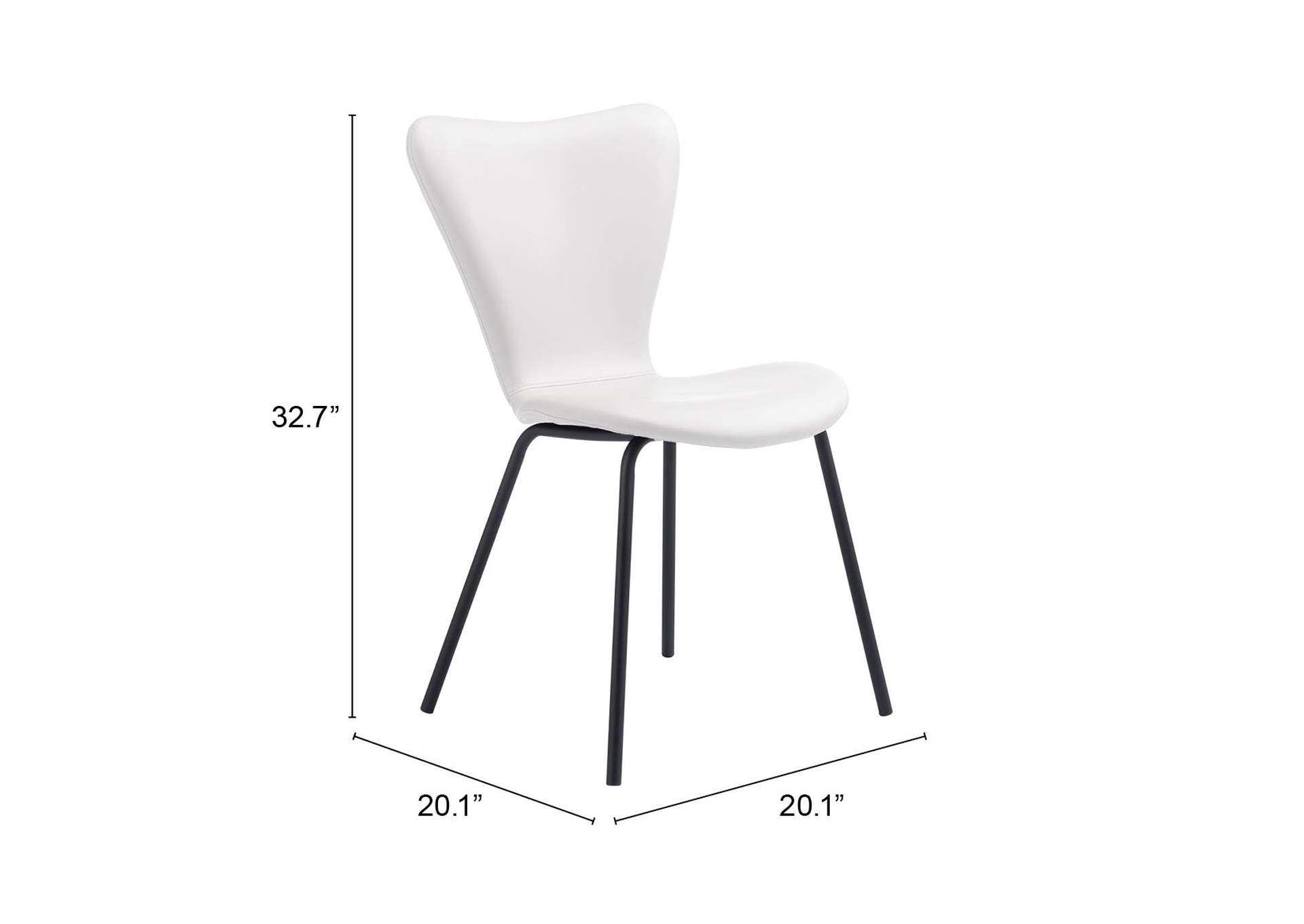 Torlo Dining Chair (Set Of 2) White,Zuo