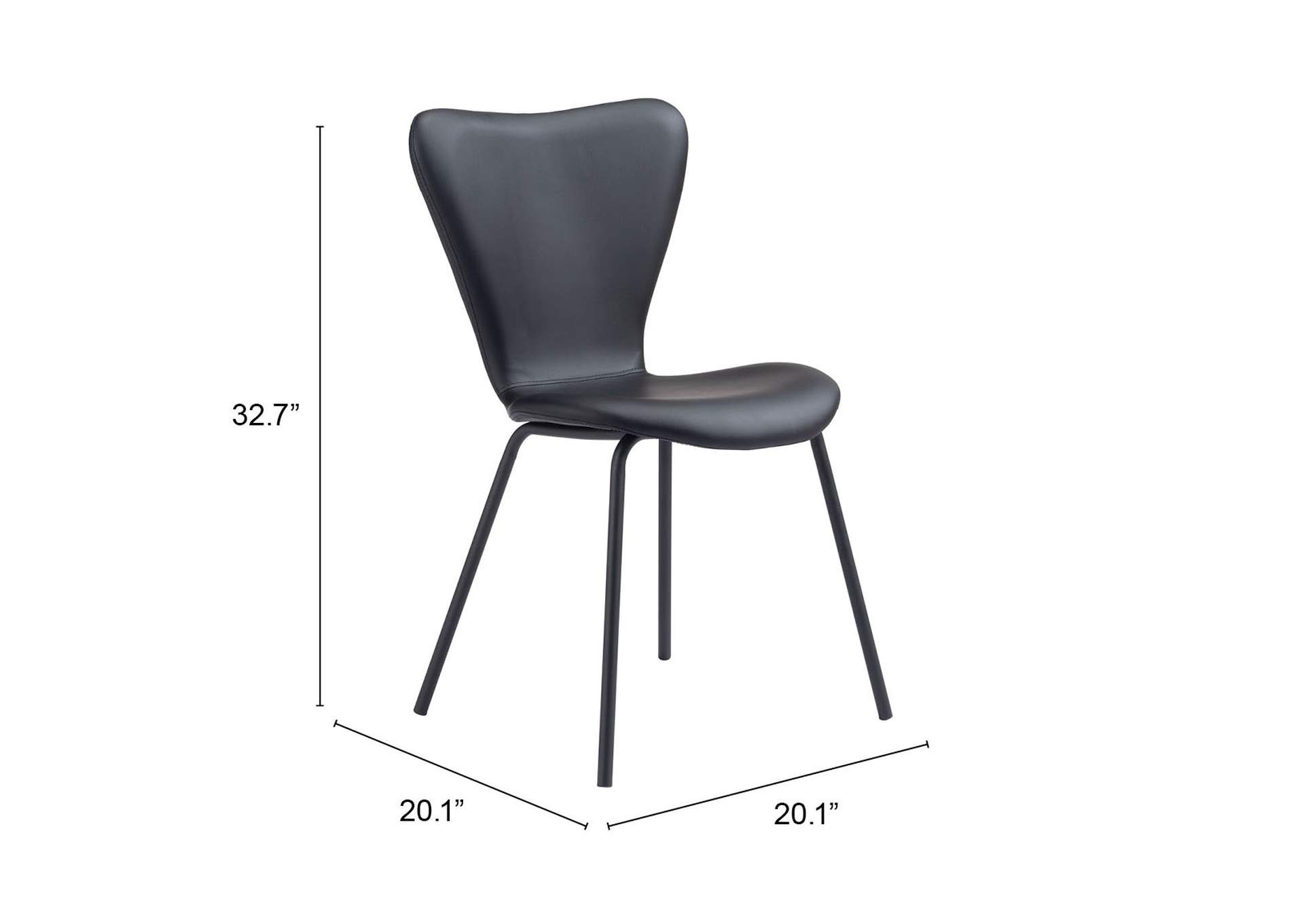 Torlo Dining Chair (Set Of 2) Black,Zuo