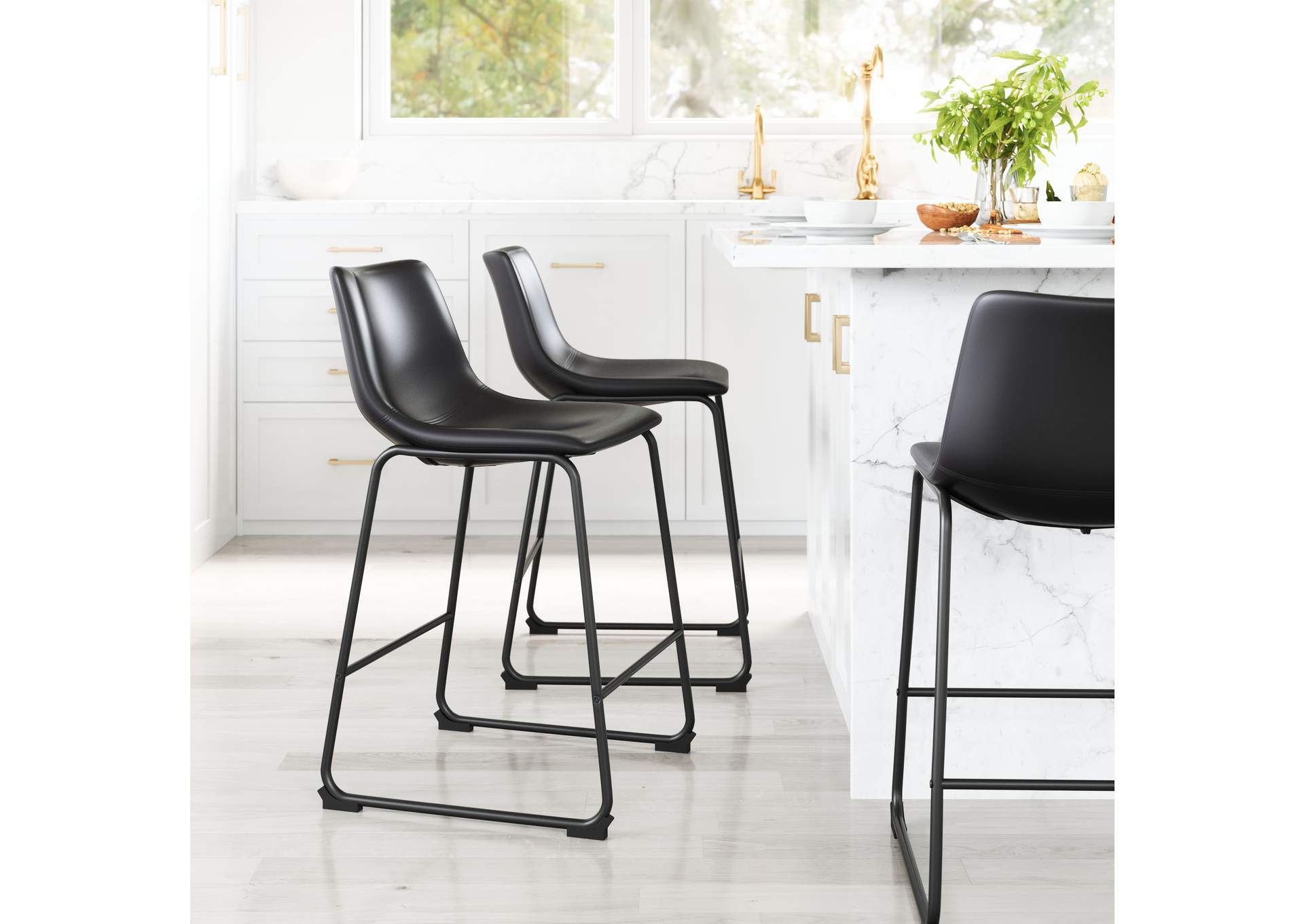 Smart Counter Stool (Set Of 2) Black,Zuo